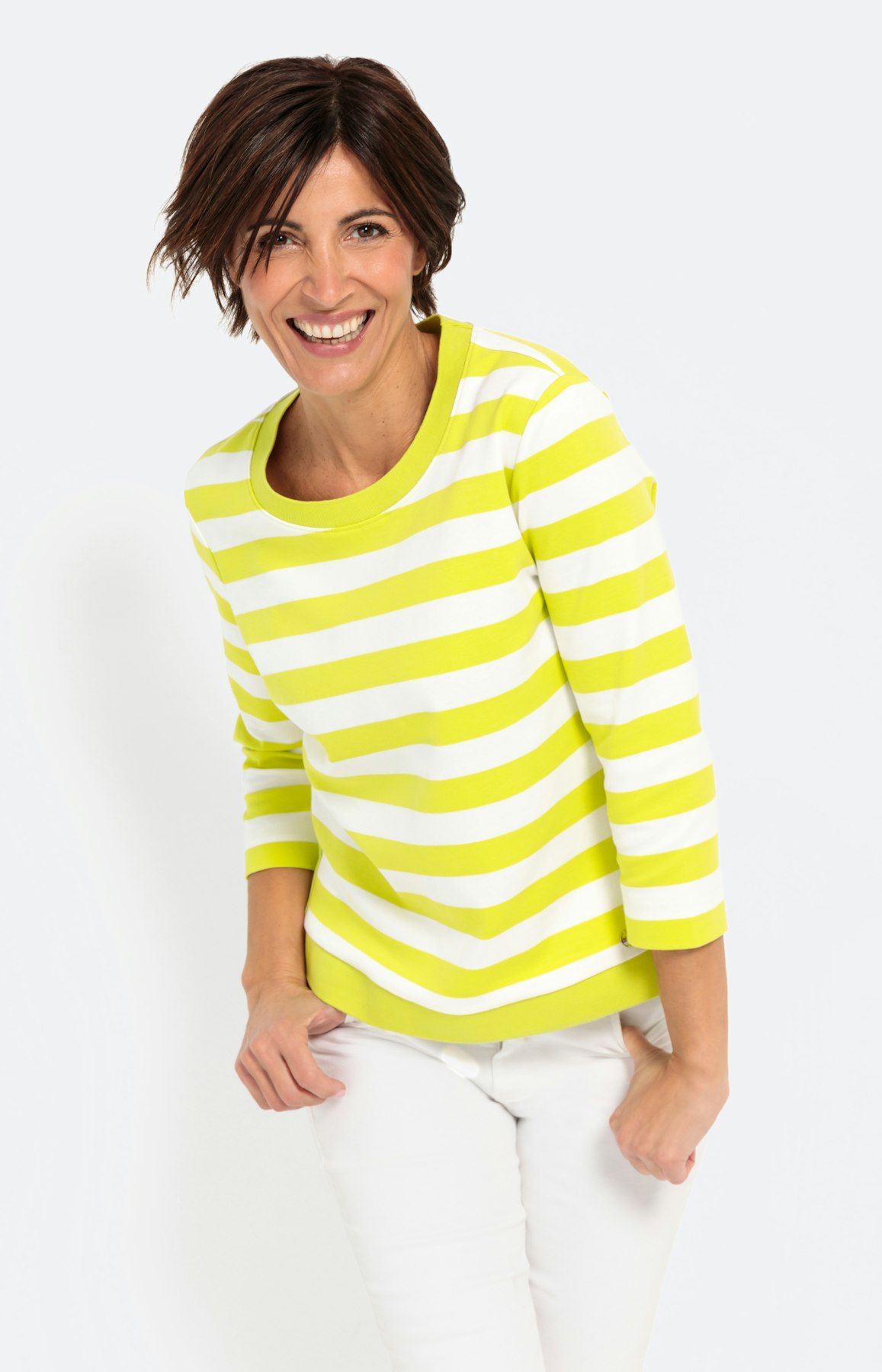 Gestreiftes Sweatshirt mit Seitenschlitz