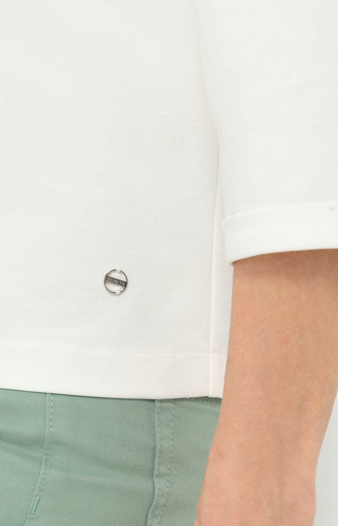 Sweatshirt met platte kraag & 3/4-mouwen