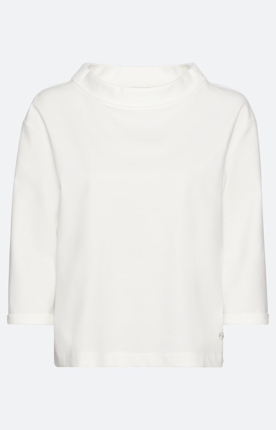 Sweatshirt met platte kraag & 3/4-mouwen