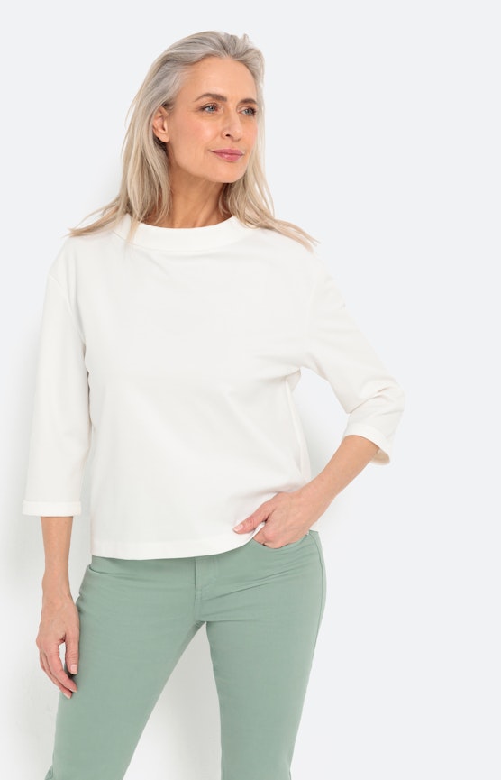 Sweatshirt met platte kraag & 3/4-mouwen