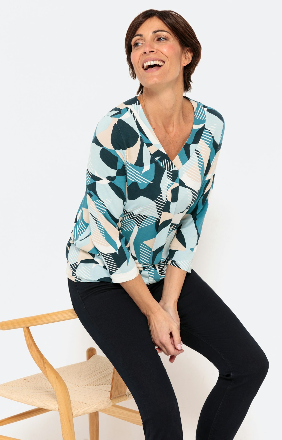 Gedessineerd shirt met 3/4-mouwen