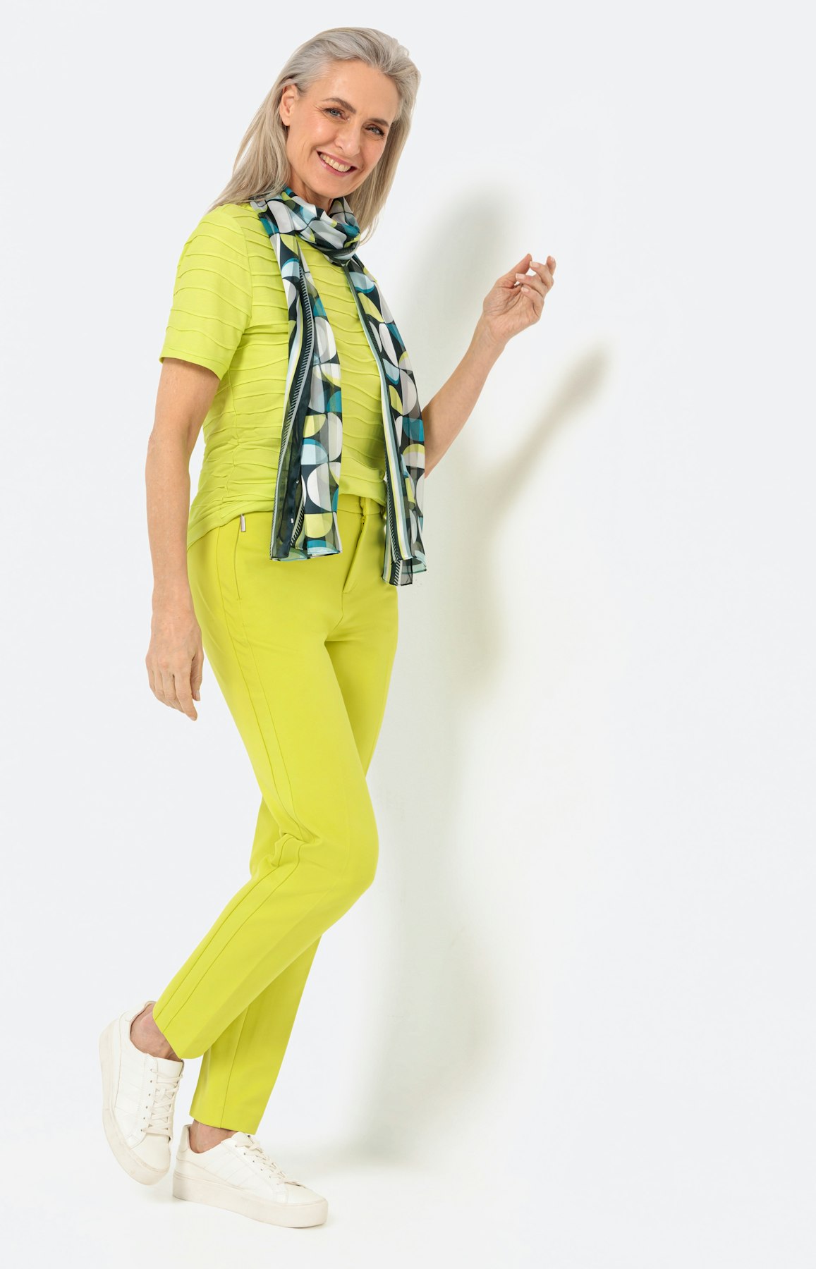 Effen T-shirt met golfstructuur