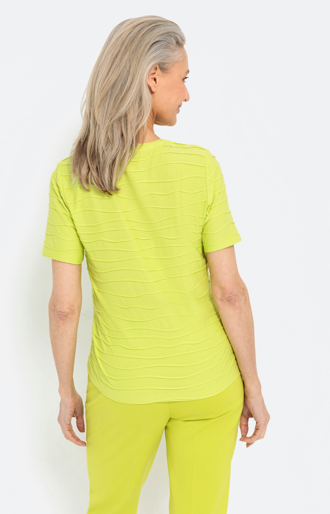 Effen T-shirt met golfstructuur