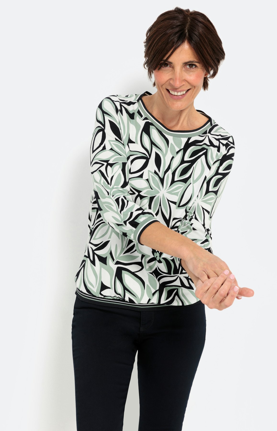 Gebloemd shirt met 3/4-mouwen