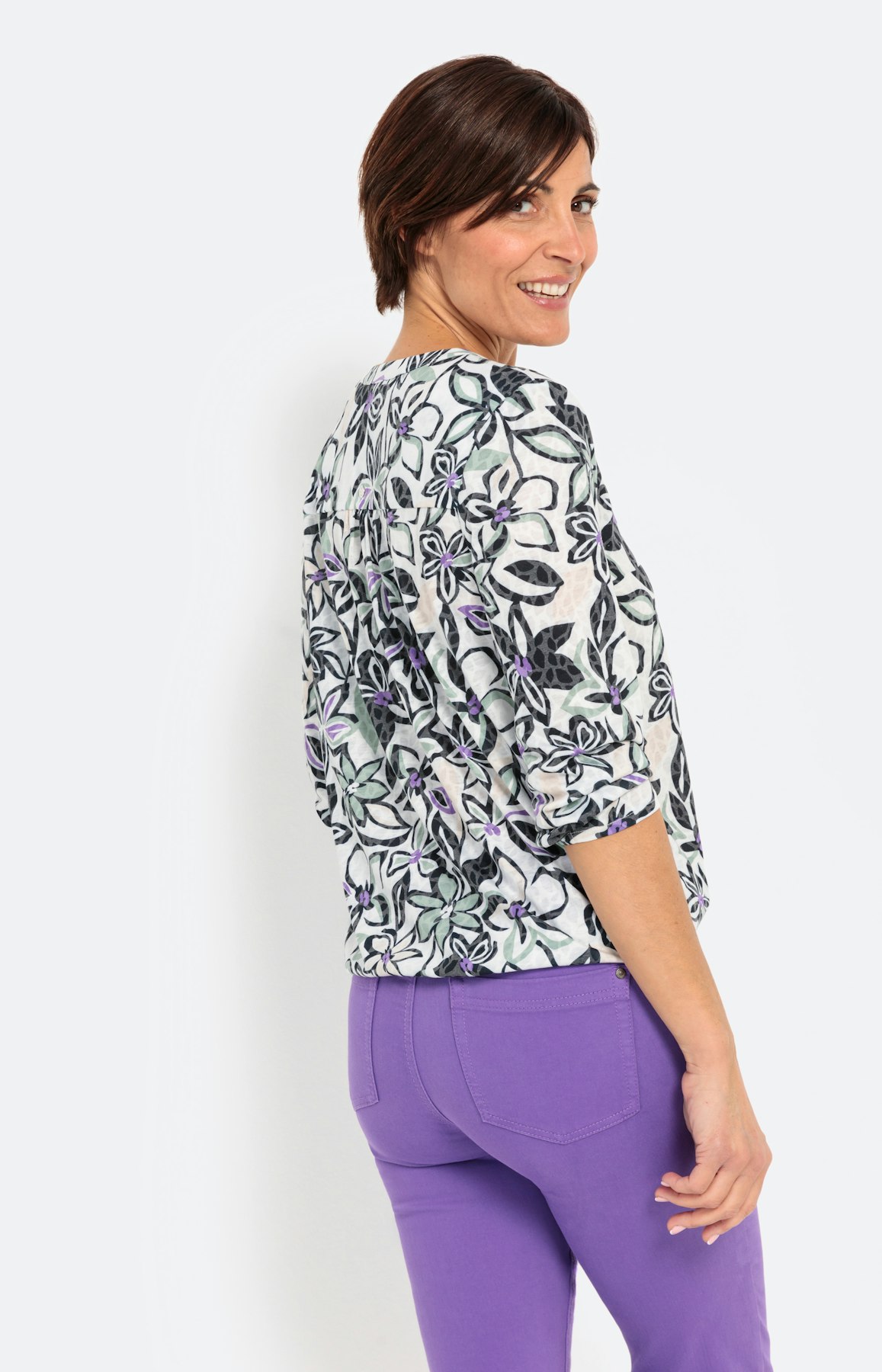 Gebloemd shirt met etskanteffect
