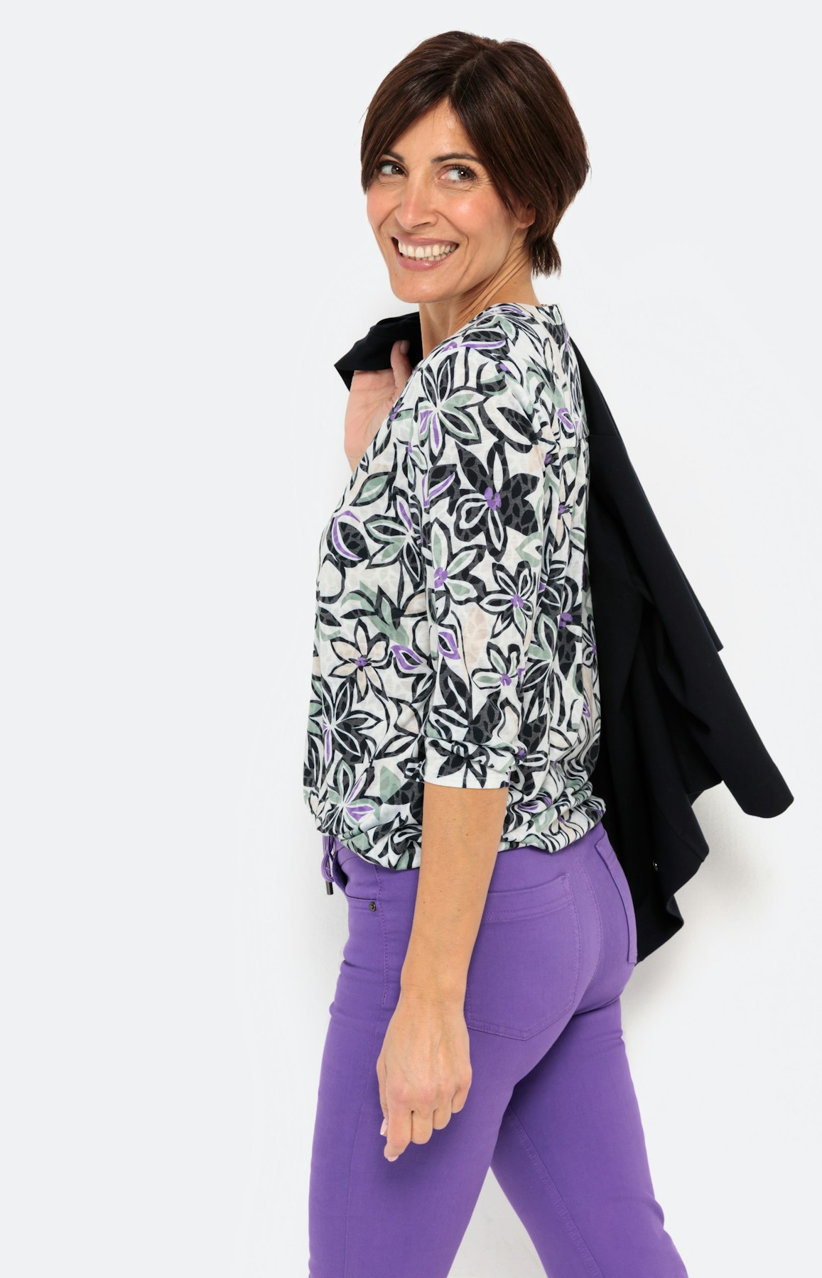 Gebloemd shirt met etskanteffect