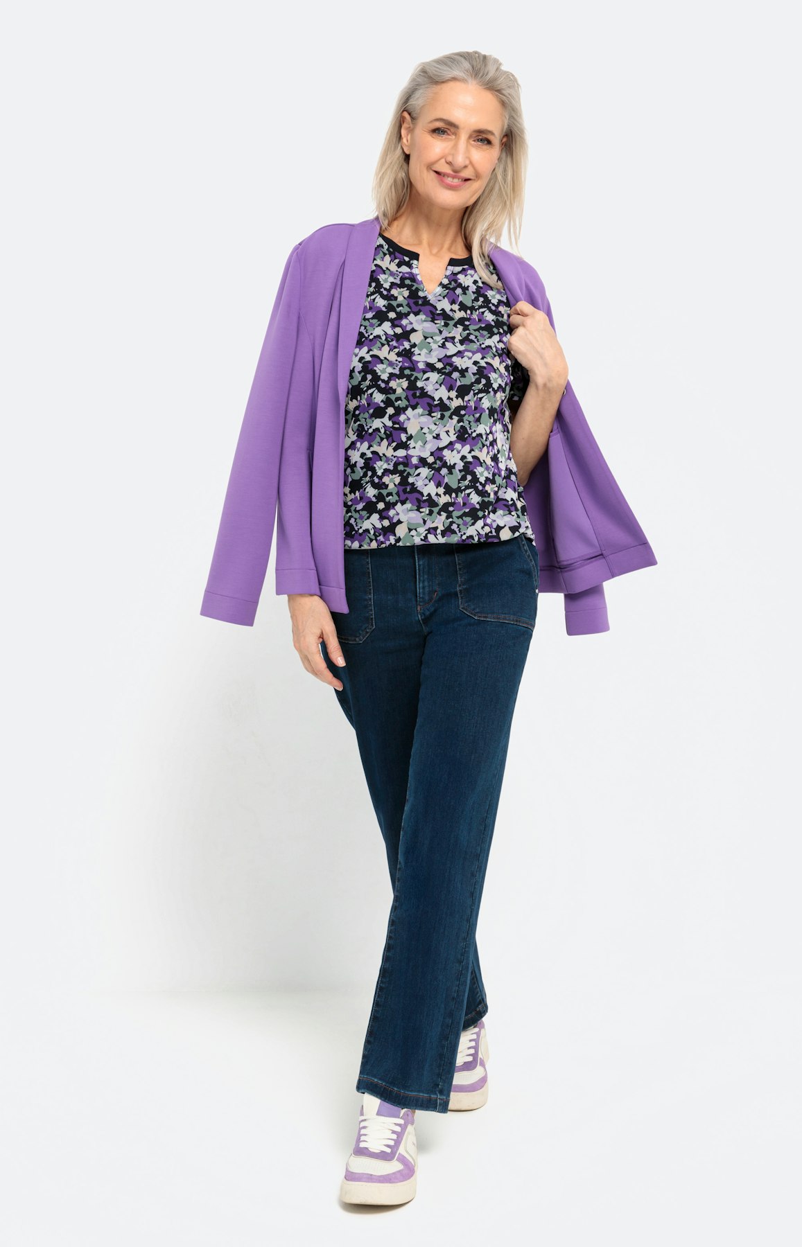 Mesh-T-Shirt im Millefleurs-Design