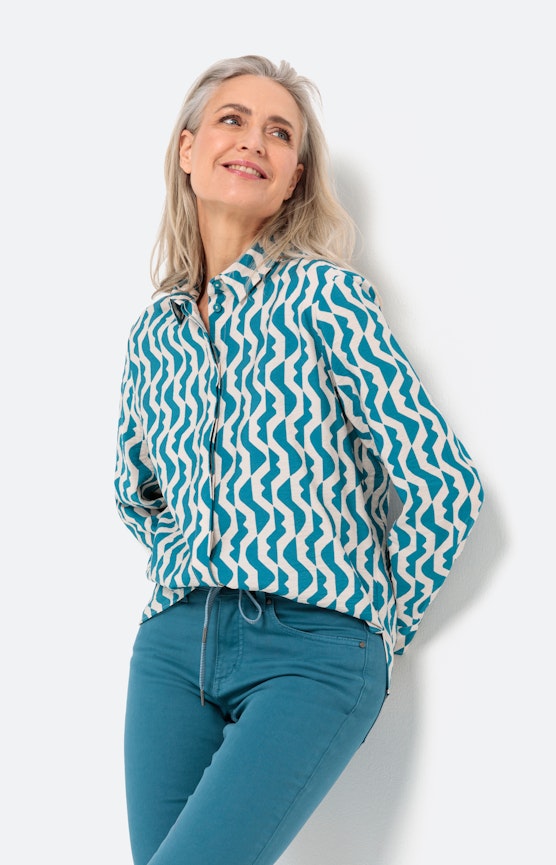 Overhemdblouse met print en structuur