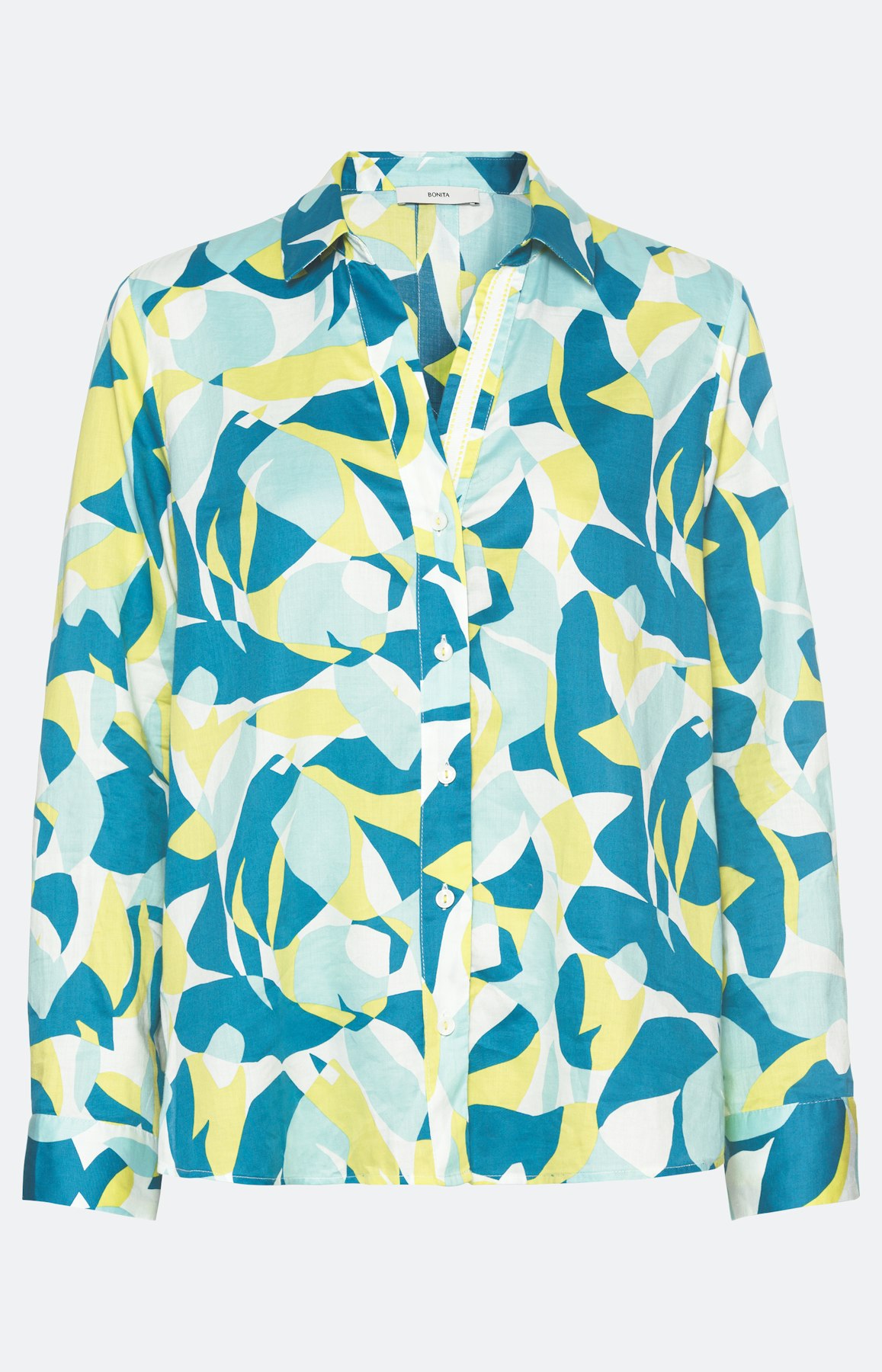 Overhemd blouse met print, turquoise