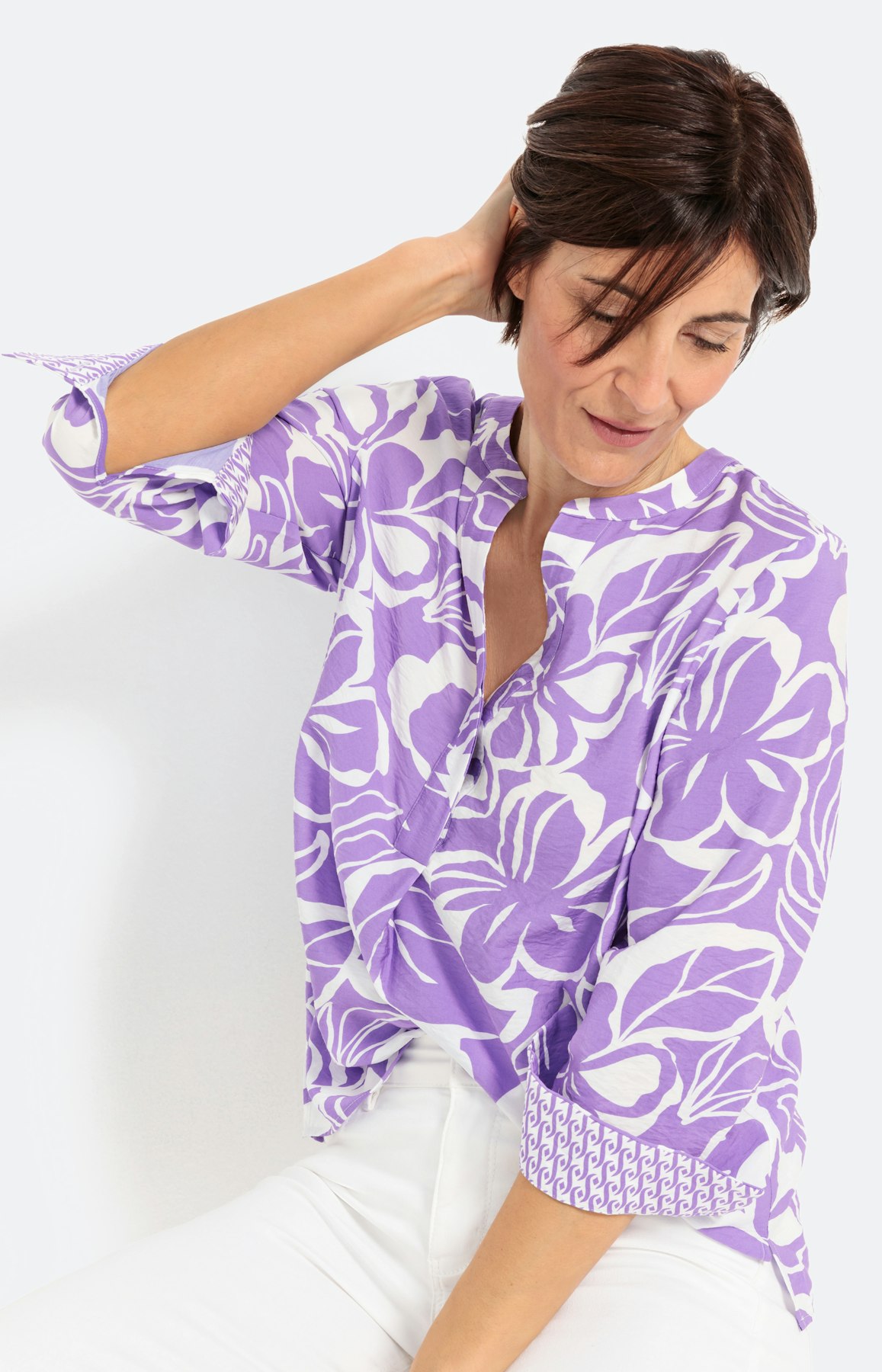 Gestructureerde blouse met bloemenprint