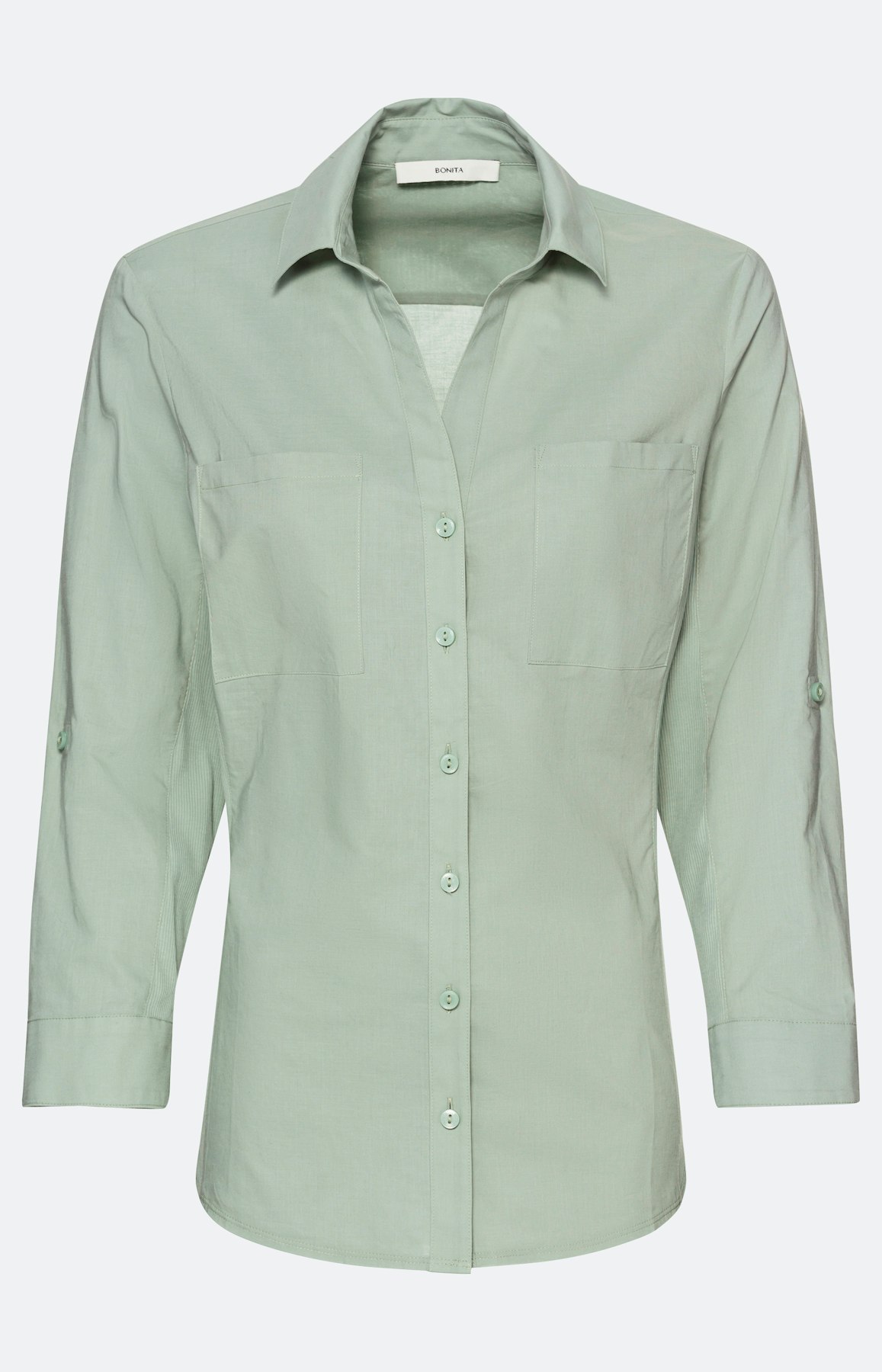 Overhemd blouse met 7/8 mouwen, salie