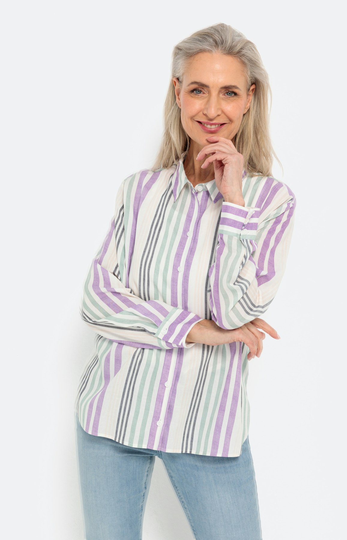 Linnen mix overhemd blouse, streepen