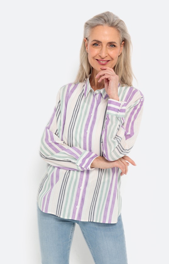 Linnen mix overhemd blouse, streepen