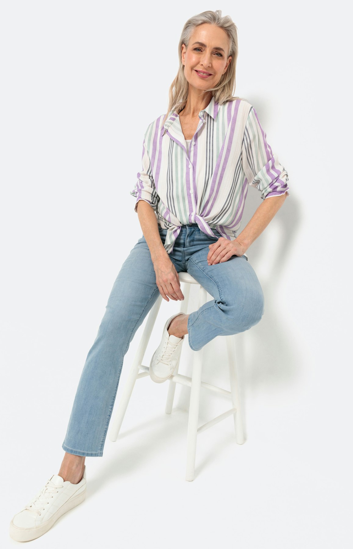 Linnen mix overhemd blouse, streepen