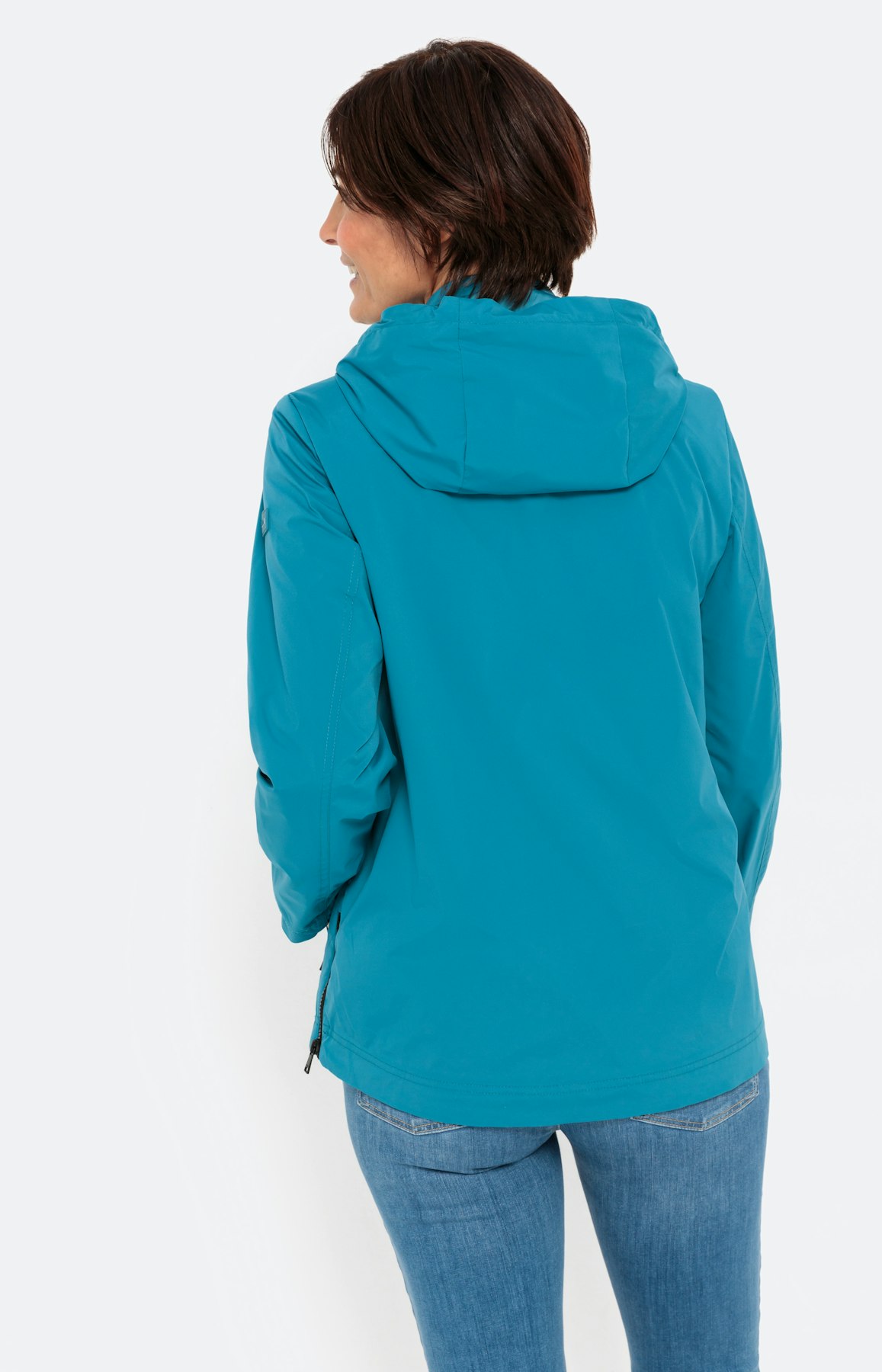 Jas met gestikte voorkant en capuchon