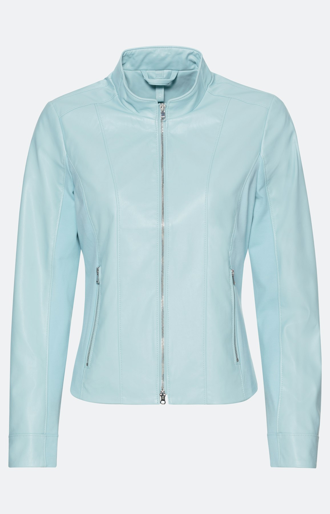 Bikerjacke in Lederoptik, aqua