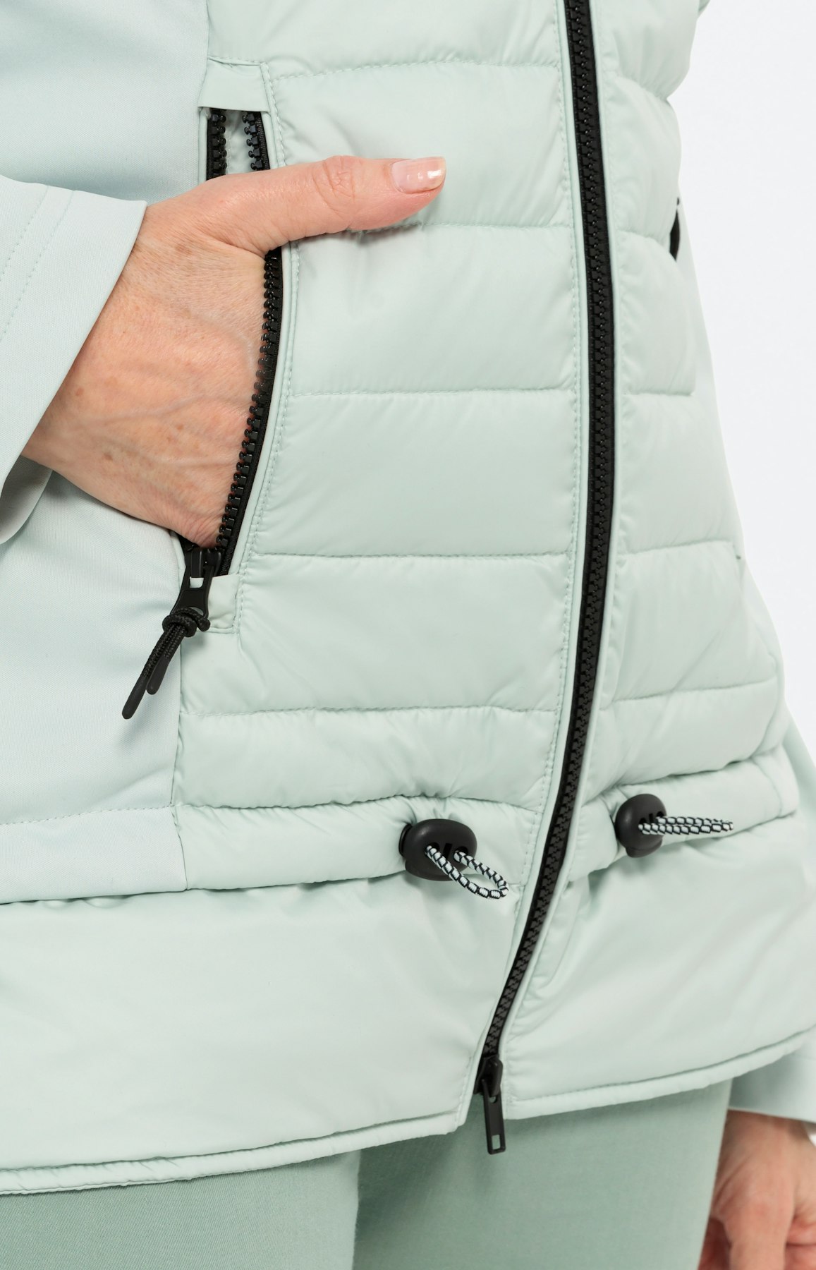 Gewatteerd jack in een materialenmix