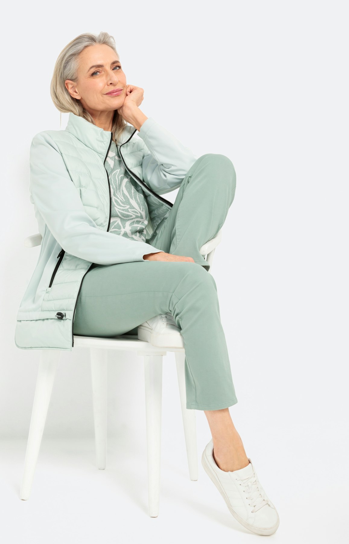 Gewatteerd jack in een materialenmix