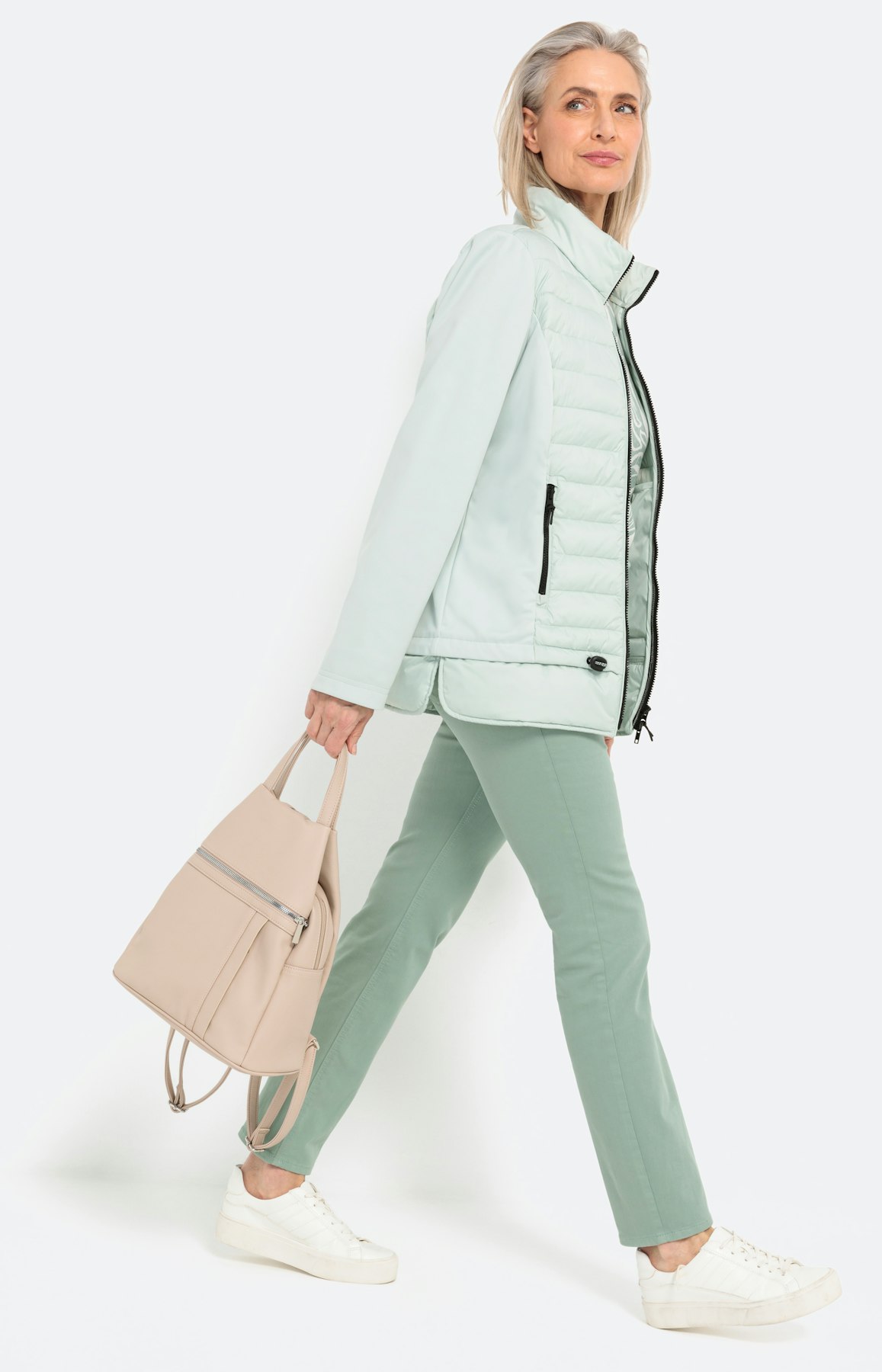 Gewatteerd jack in een materialenmix