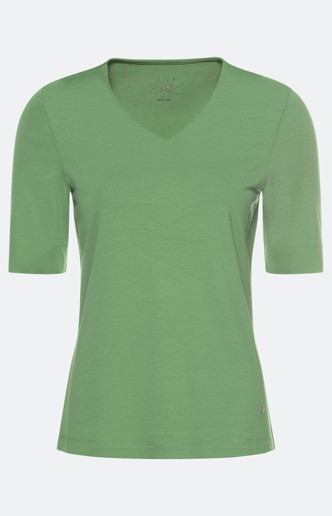 Basic T-Shirt mit V-Ausschnitt, grün