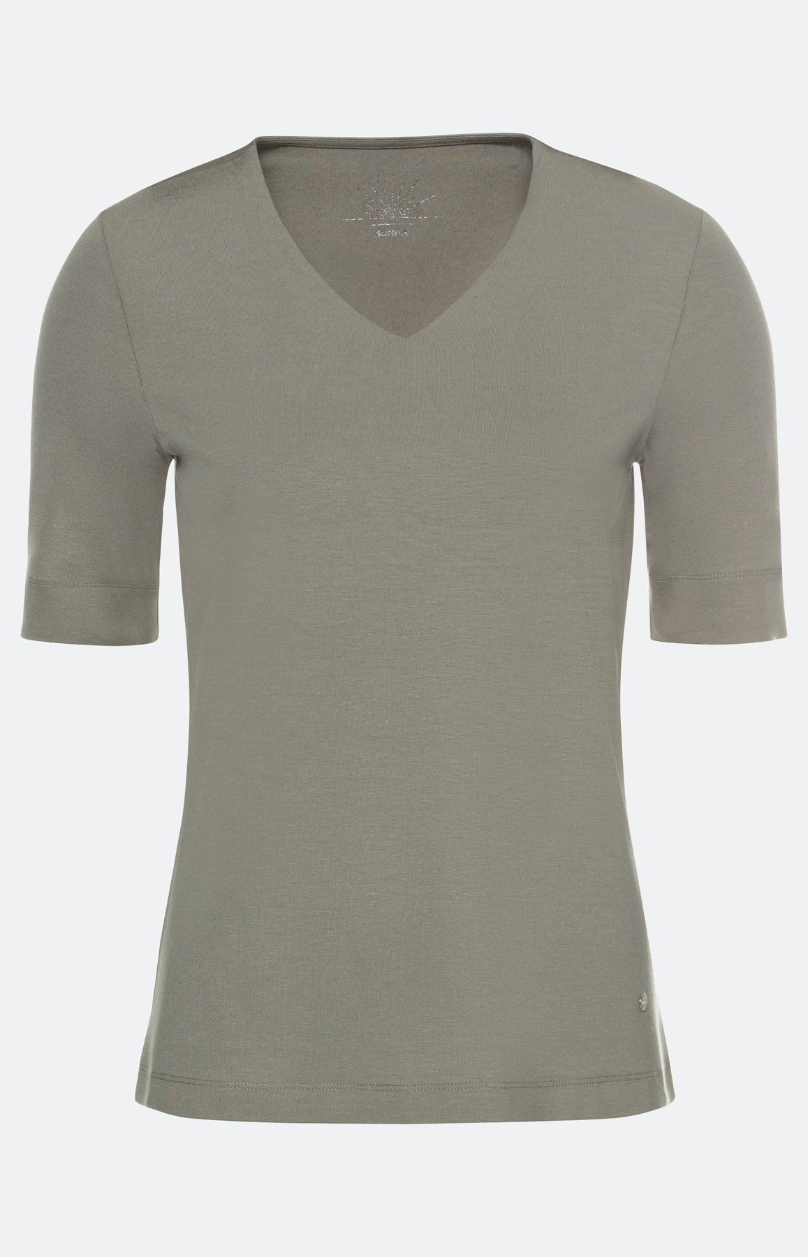 Basic T-Shirt mit V-Ausschnitt, salbei