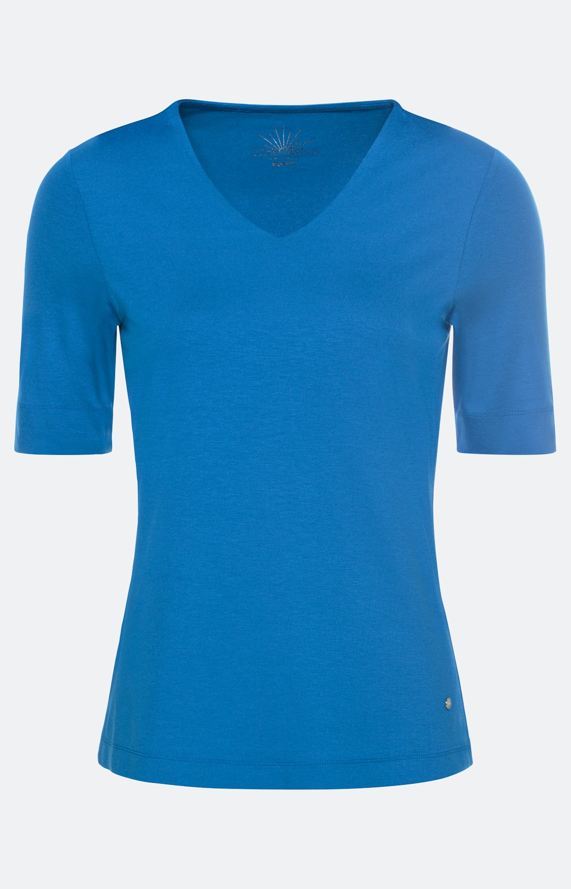 Basic T-Shirt mit V-Ausschnitt, blau