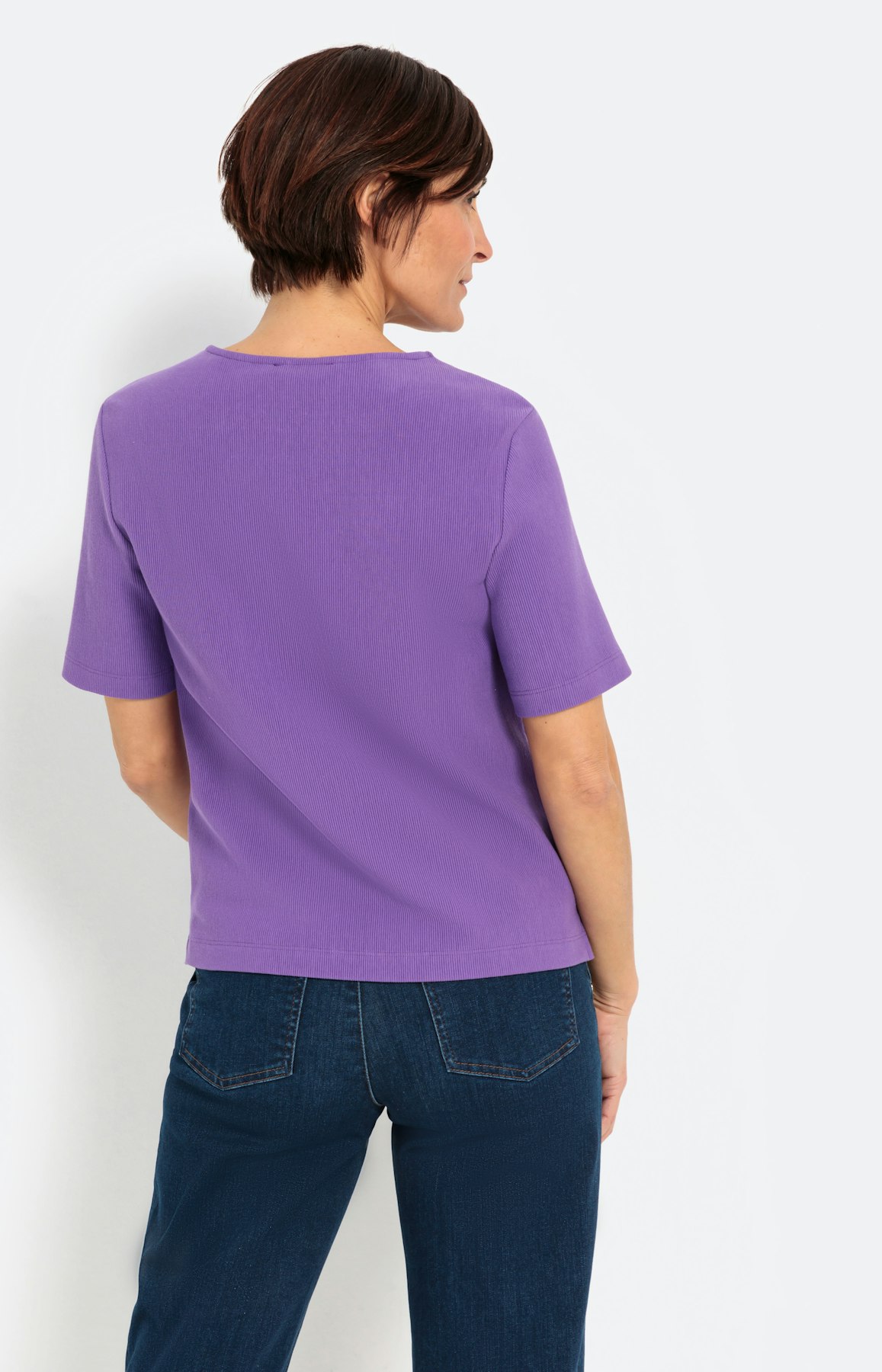 Kurzarmshirt mit geriffelter Struktur