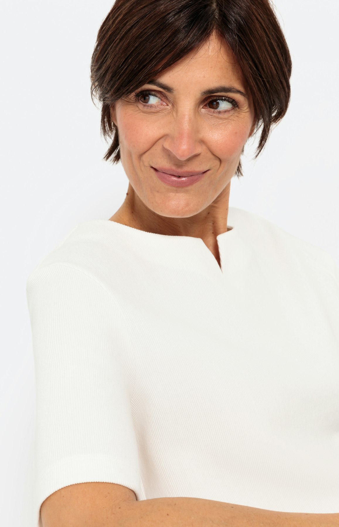 Geriffeltes T-Shirt mit kurzem Arm