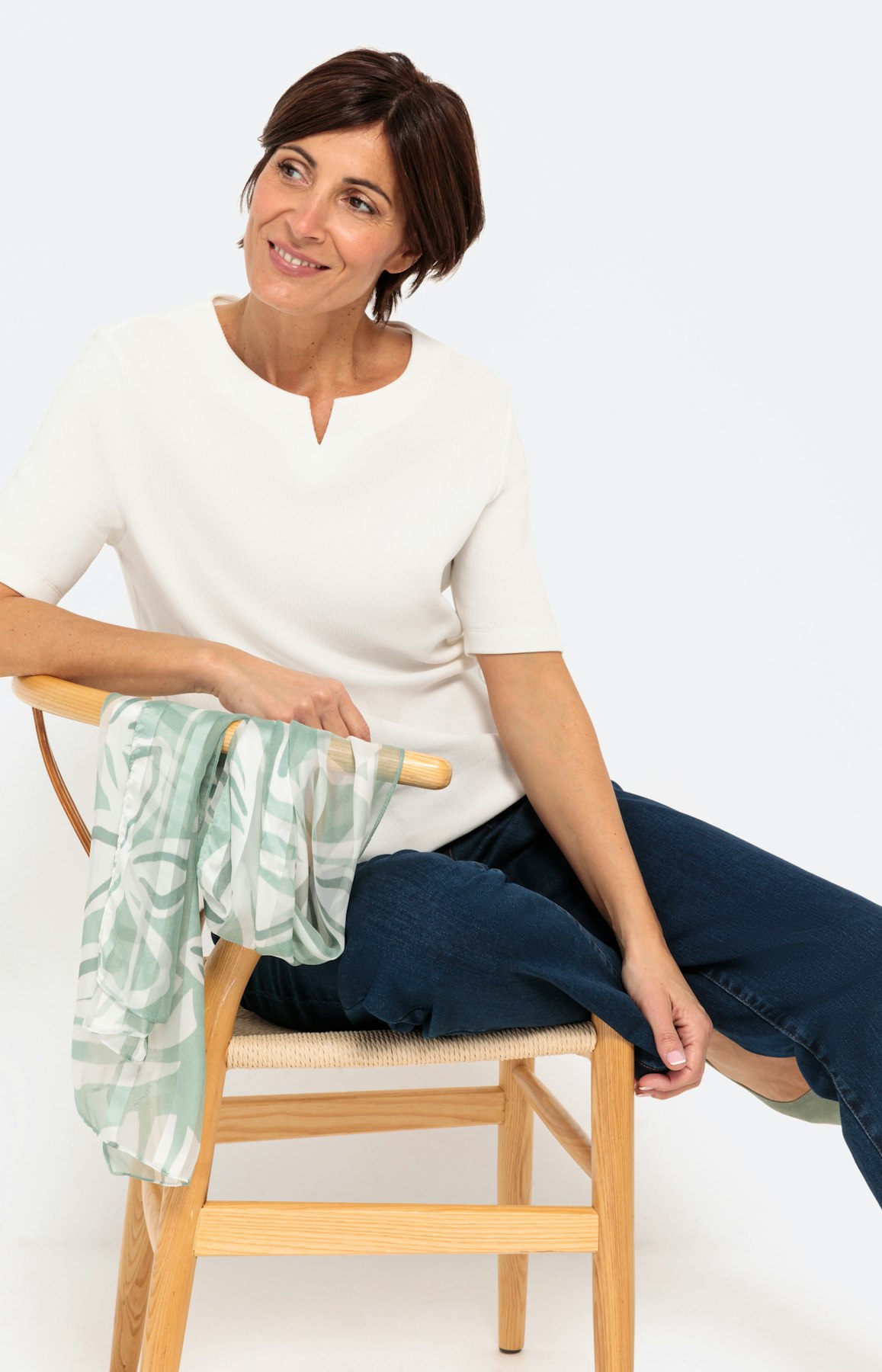 Geriffeltes T-Shirt mit kurzem Arm