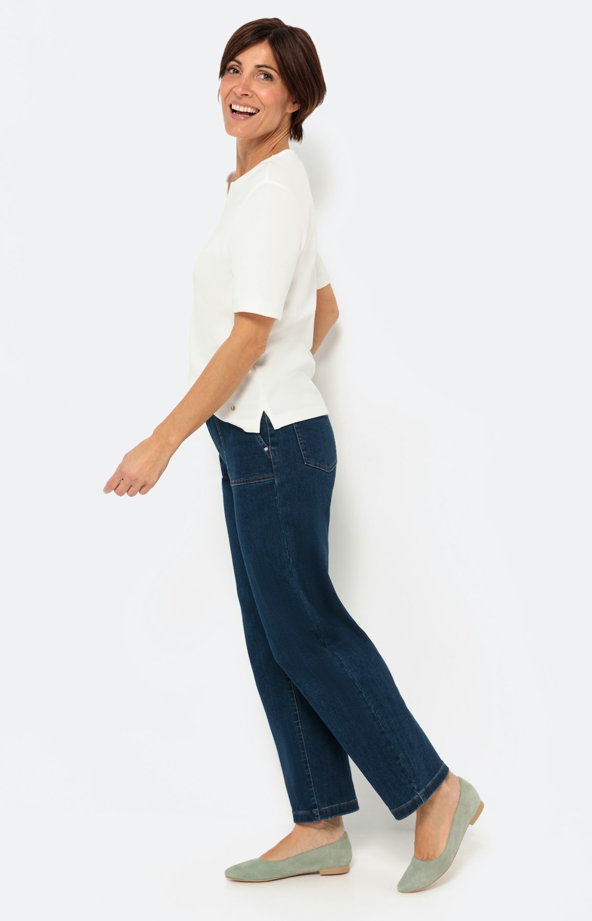 Geriffeltes T-Shirt mit kurzem Arm