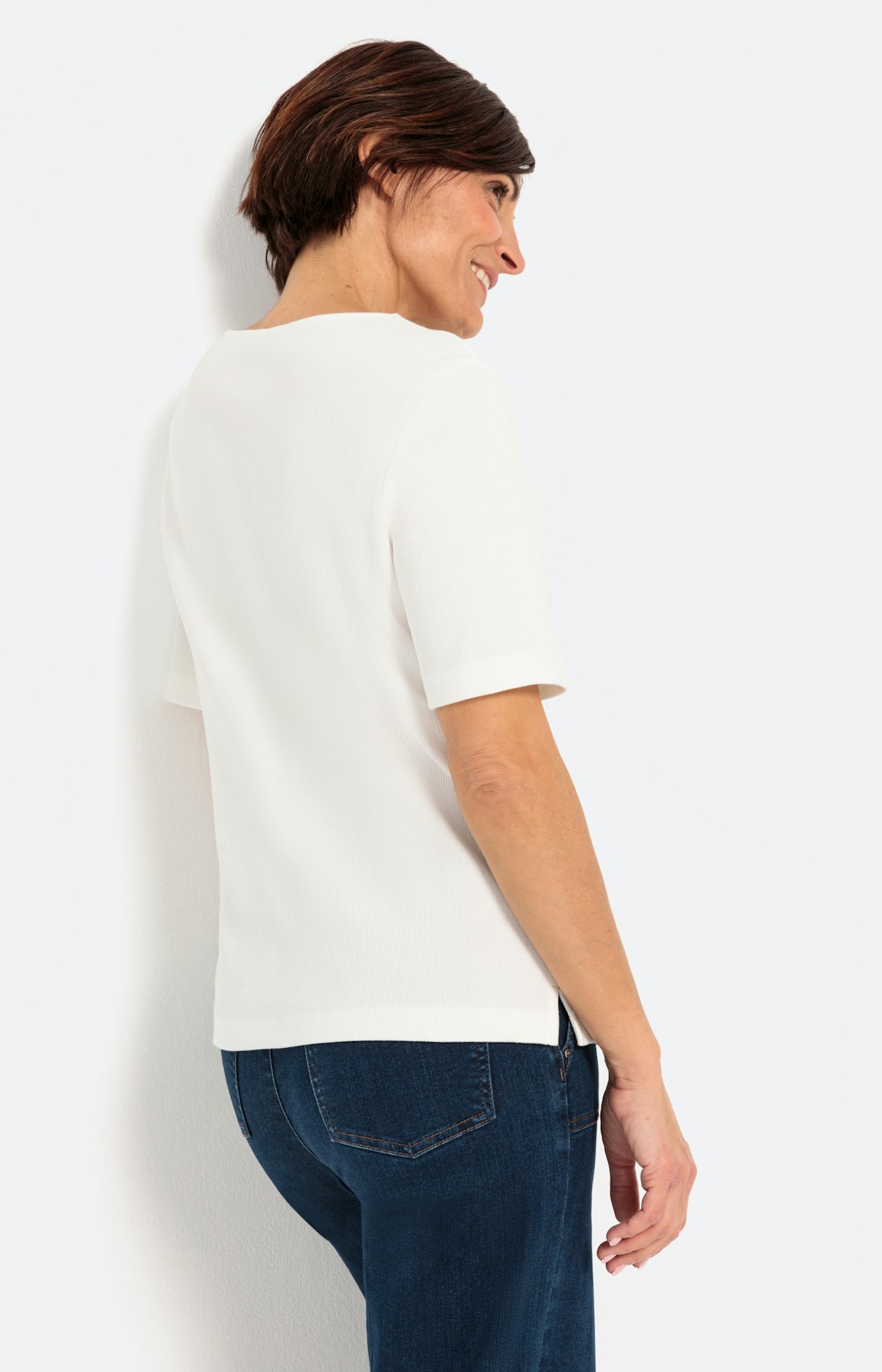 Geriffeltes T-Shirt mit kurzem Arm