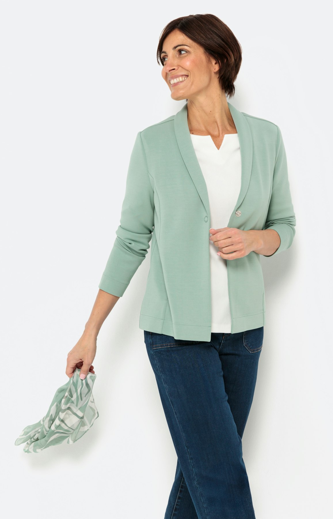 Blazer uit scuba, salbei