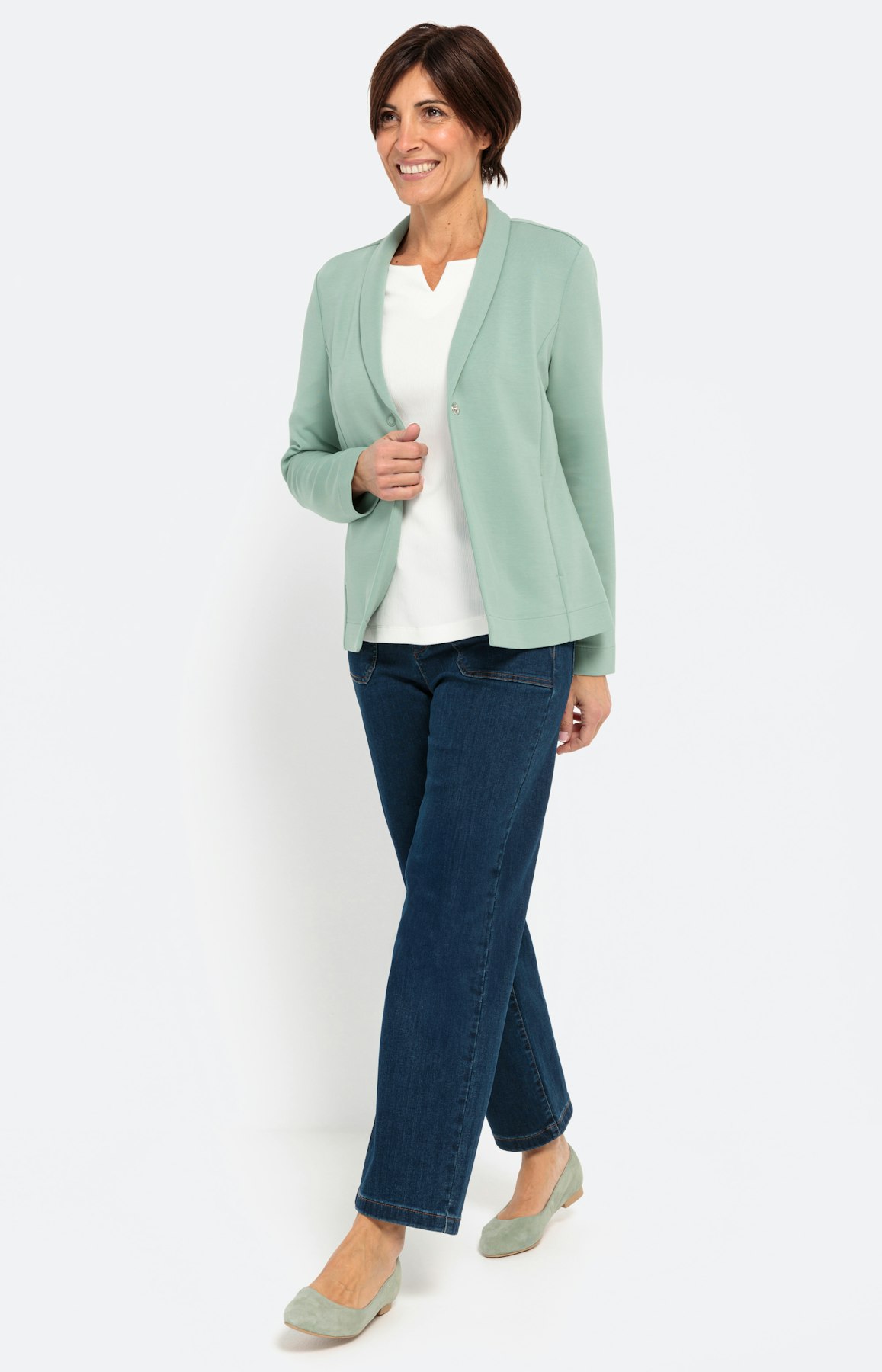 Blazer uit scuba, salbei