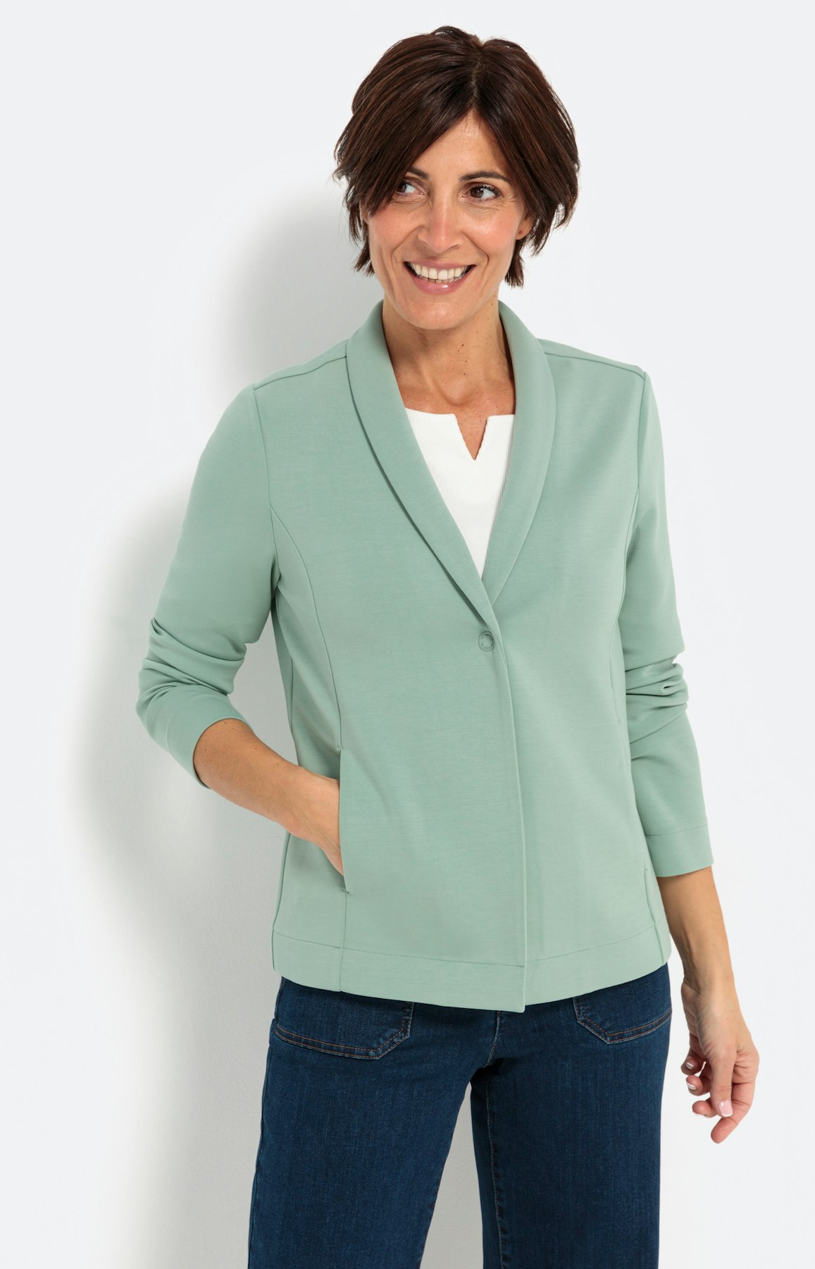 Blazer uit scuba, salbei