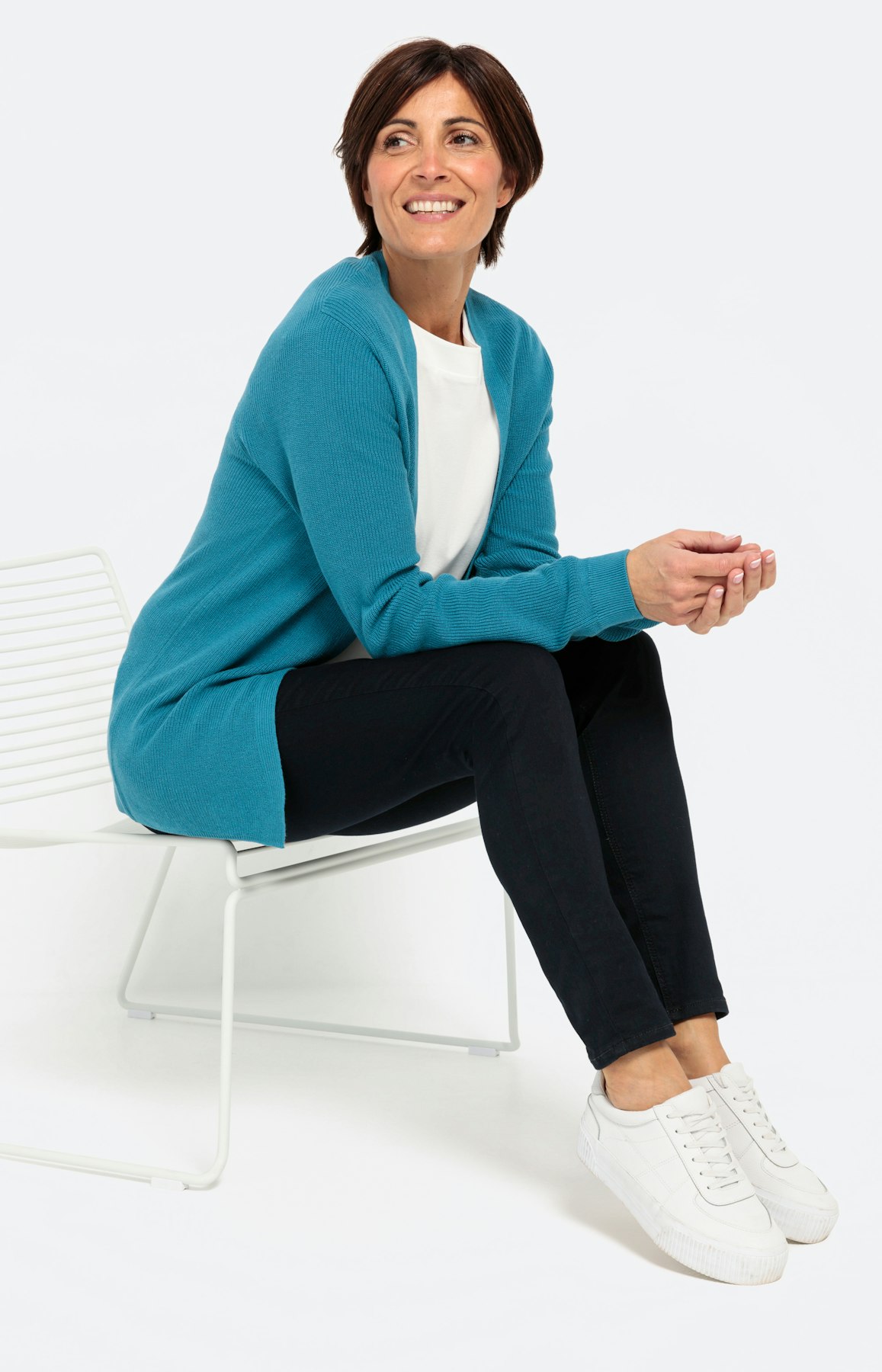 Offener Cardigan, petrol