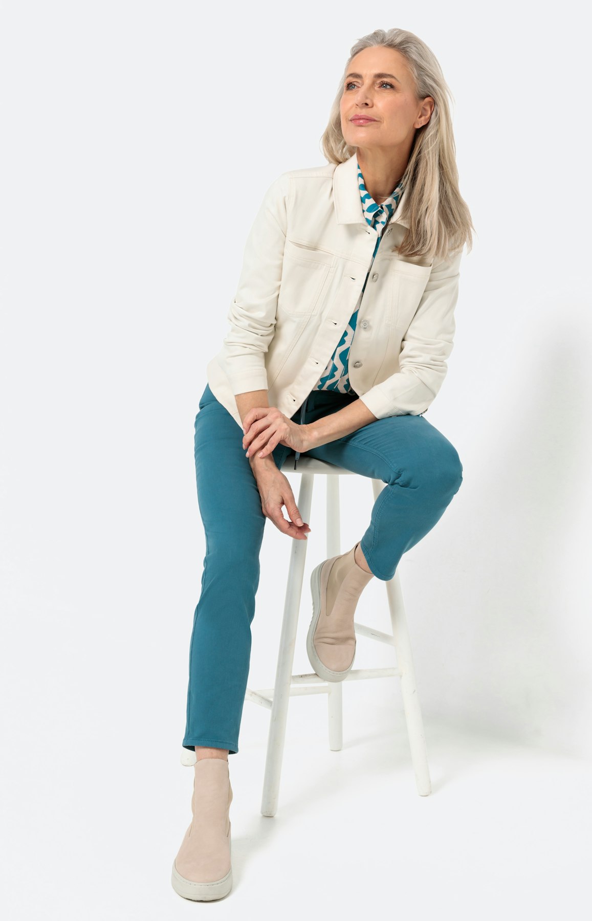 Klassiek denimjasje, witt