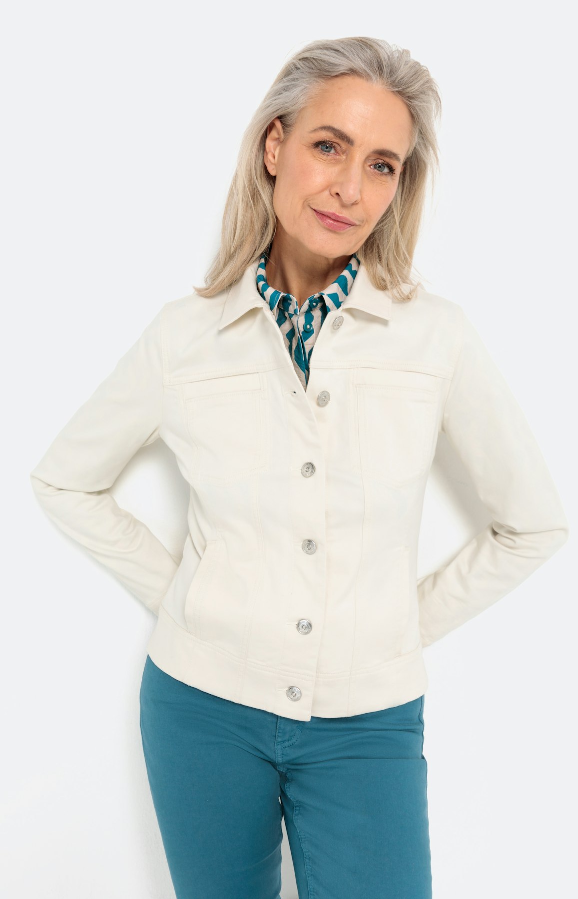 Klassiek denimjasje, witt