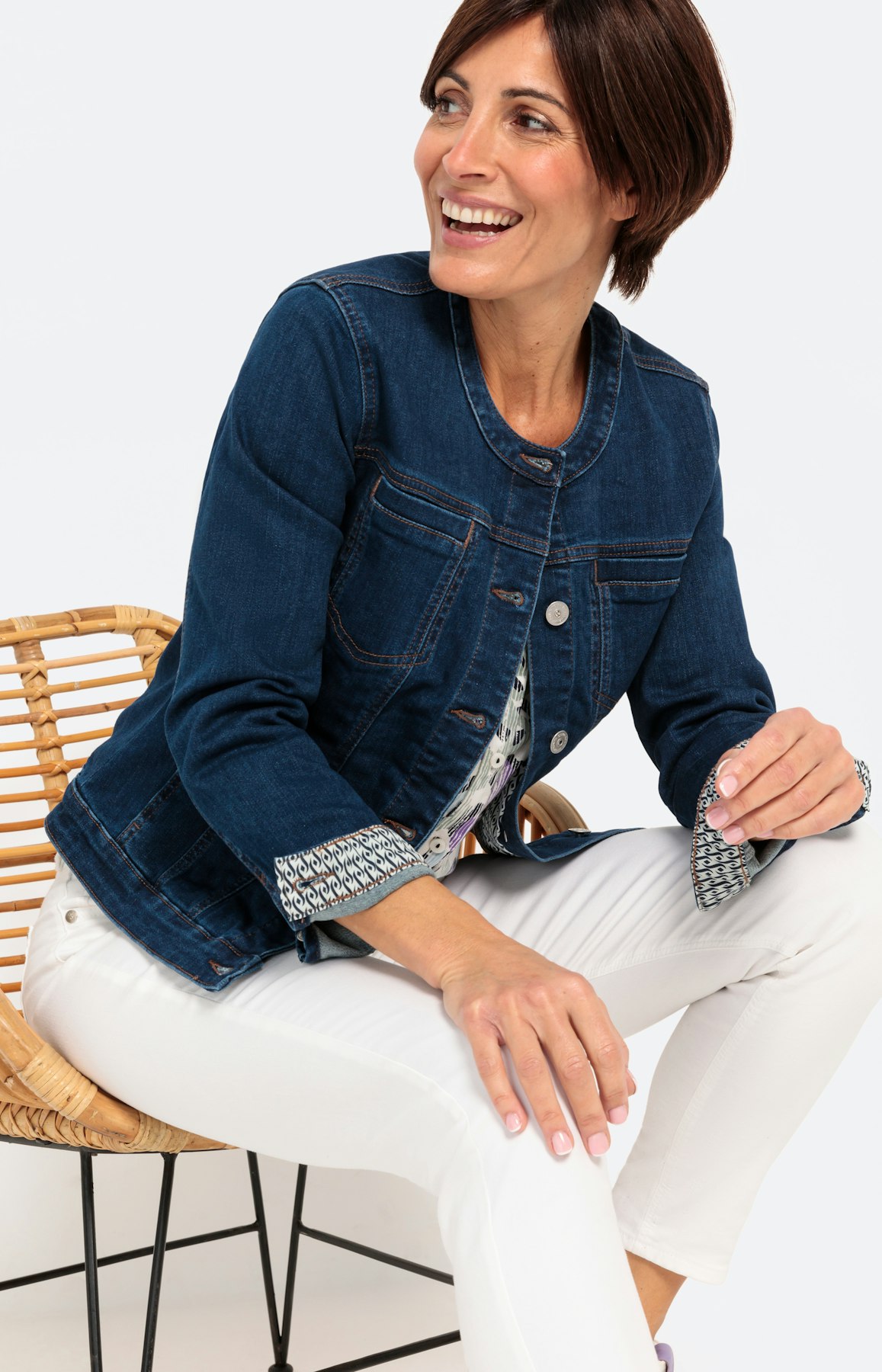 Klassiek jeansjack zonder kraag