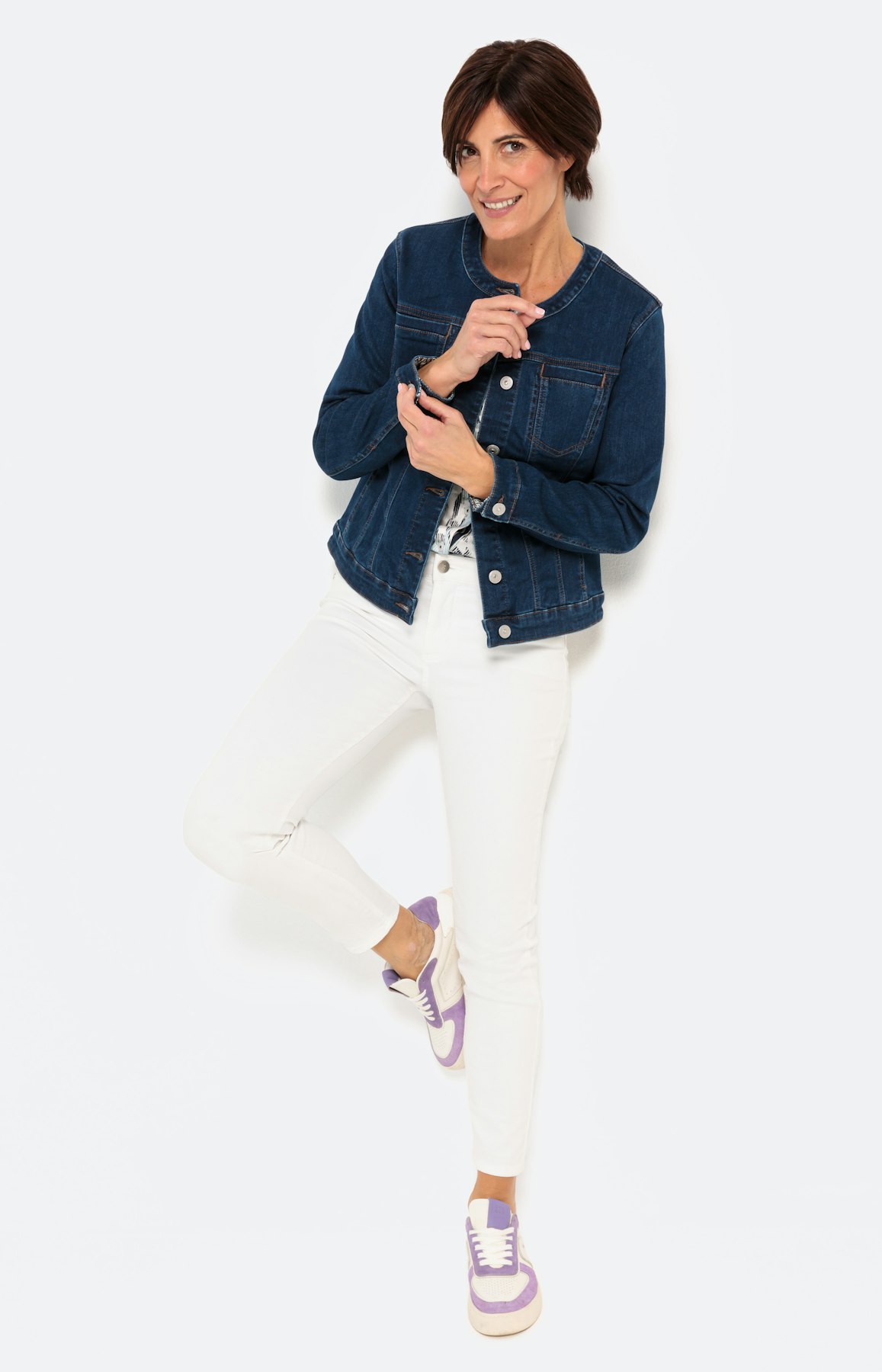 Klassiek jeansjack zonder kraag