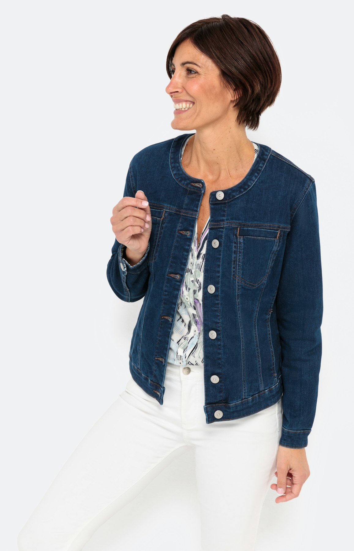 Klassiek jeansjack zonder kraag