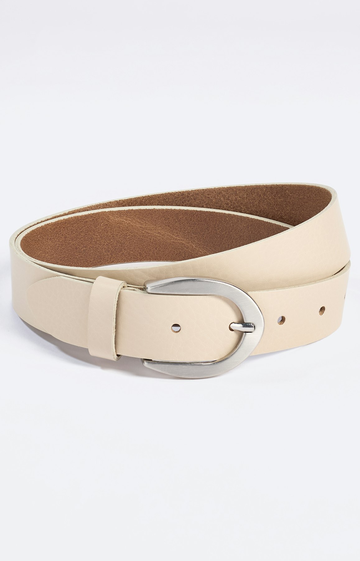 Leren riem, echt leer, beige