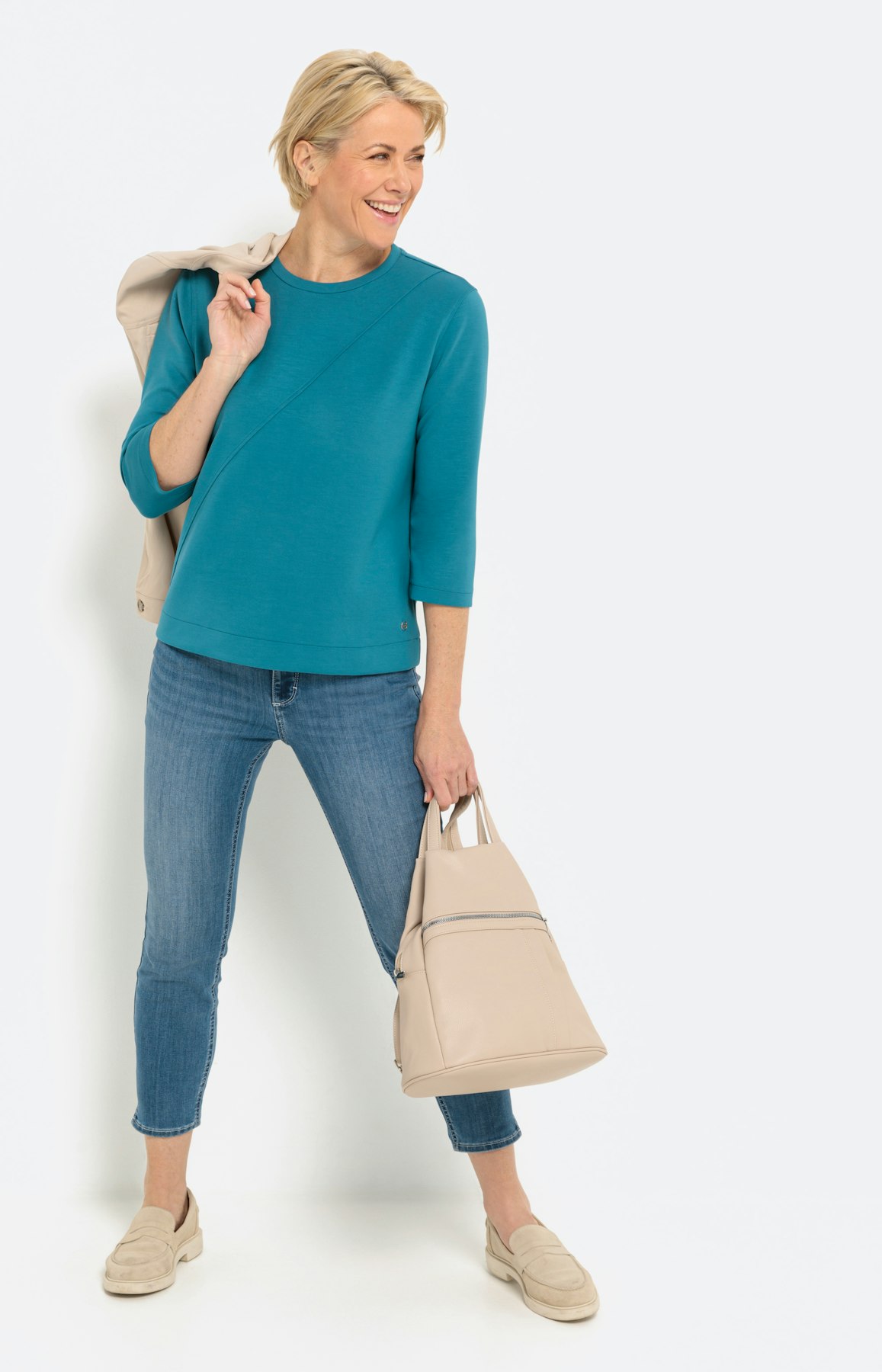 Halbarm-Sweatshirt mit Teilunsgnaht