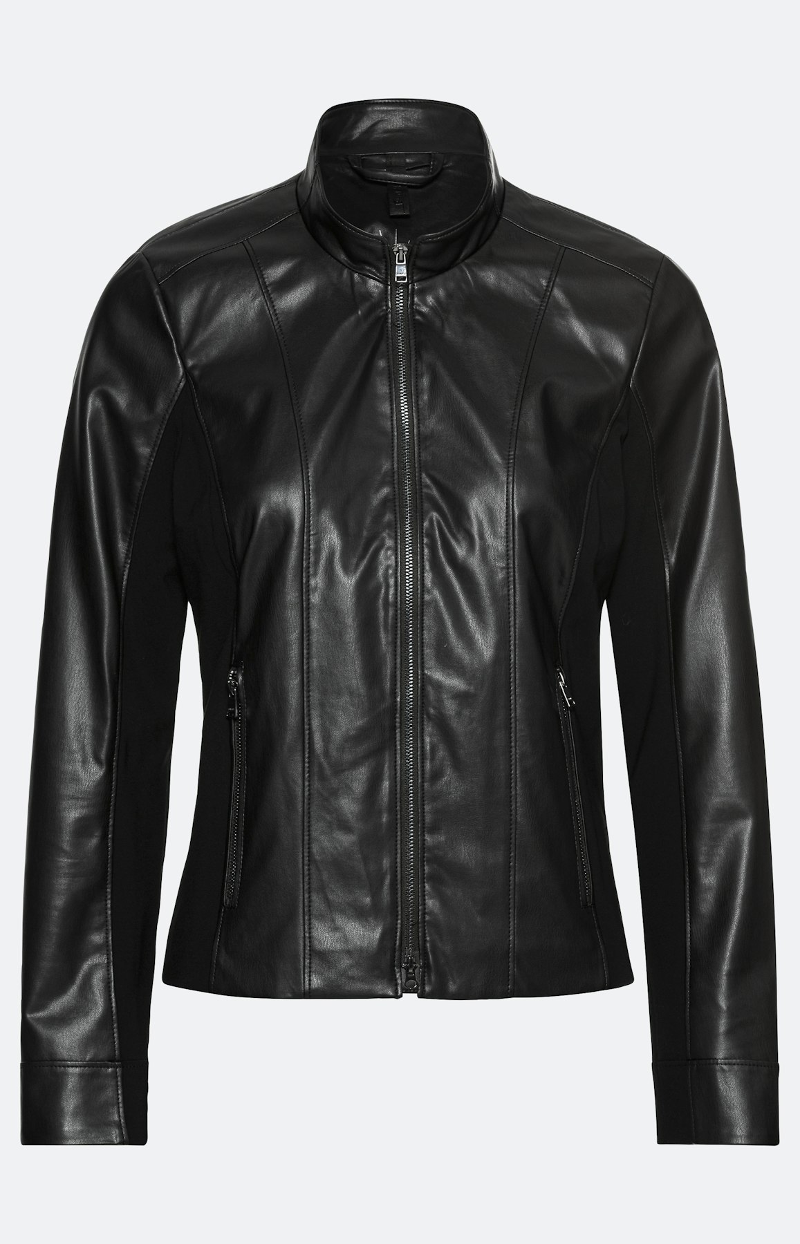 Bikerjacke in Leder-Optik, schwarz