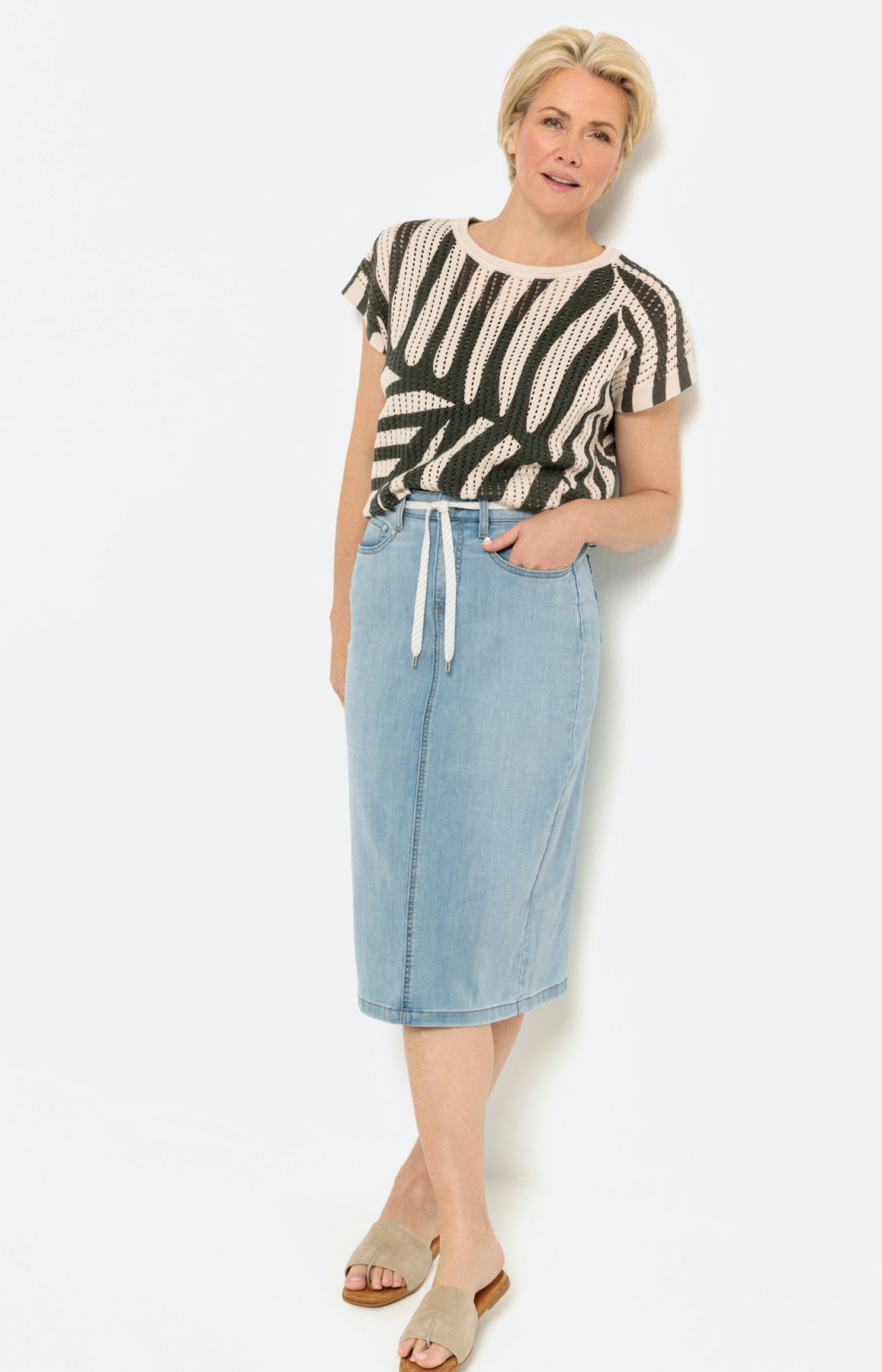 Gedessineerde trui ajourbreisel, olive