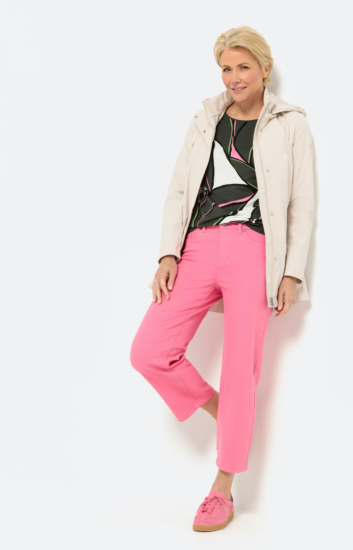 T-shirt met bladmotief