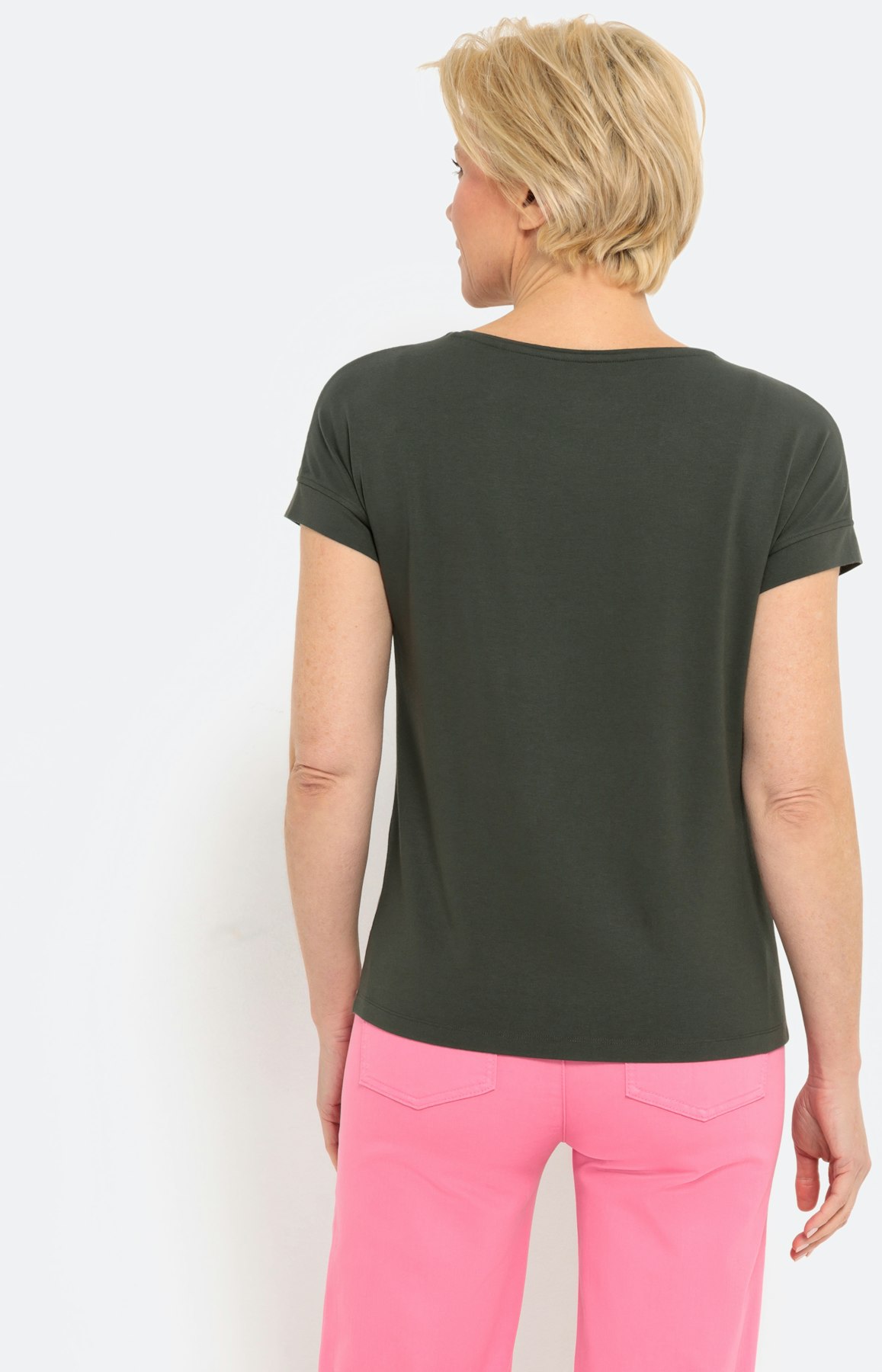 T-shirt met bladmotief