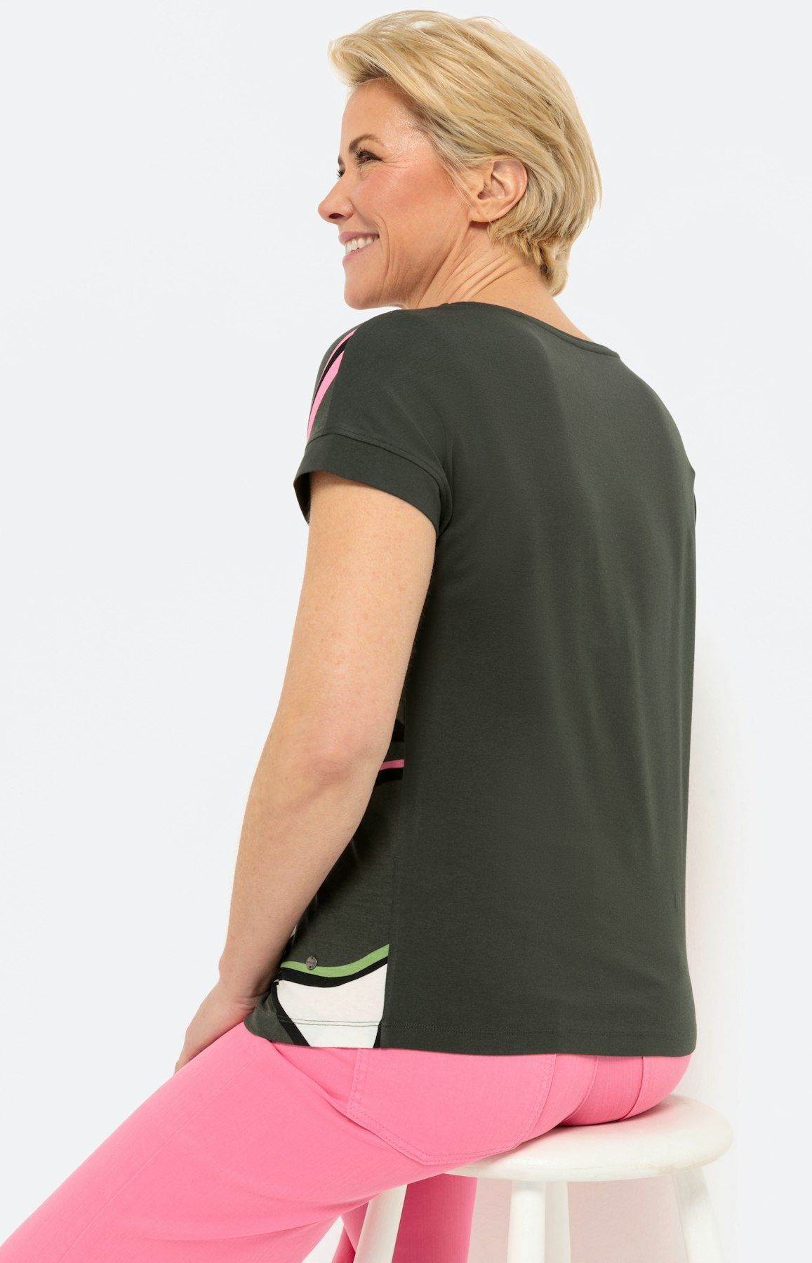 T-shirt met bladmotief