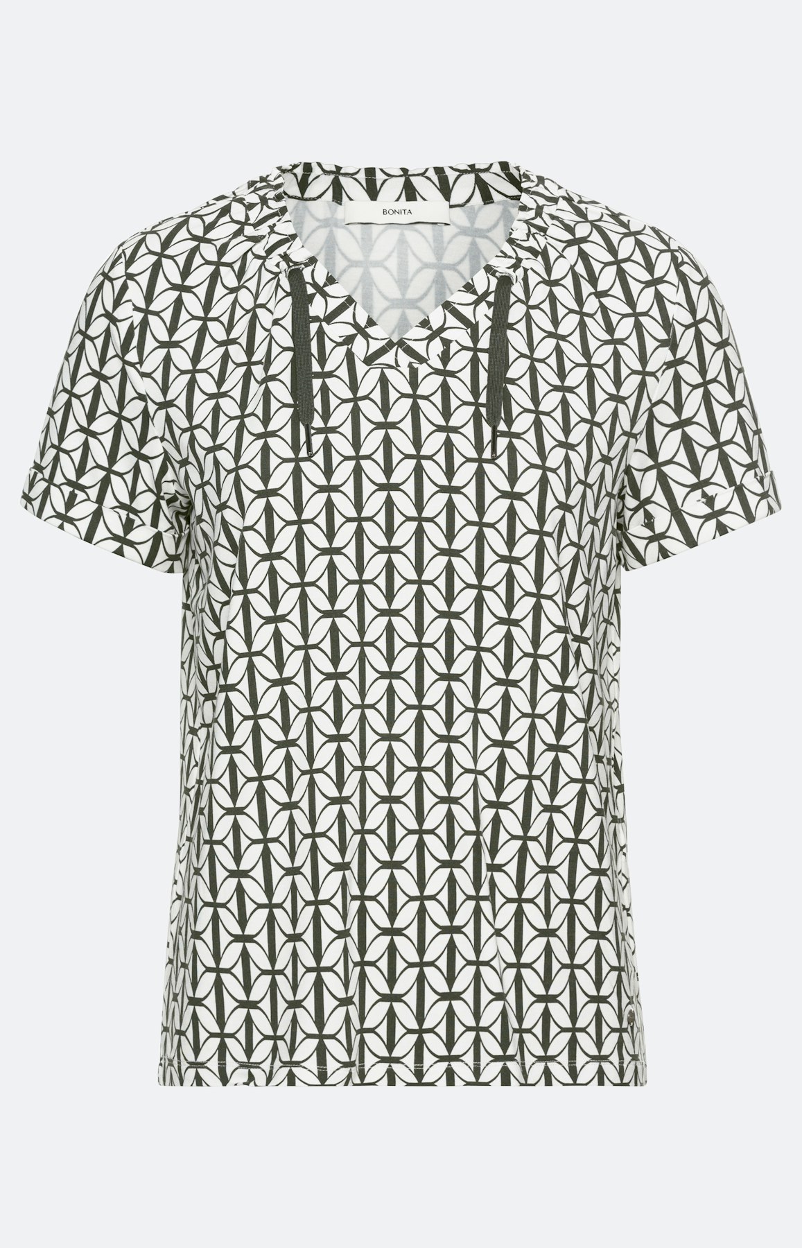 T-Shirt mit V-Ausschnitt und Tunnelzug