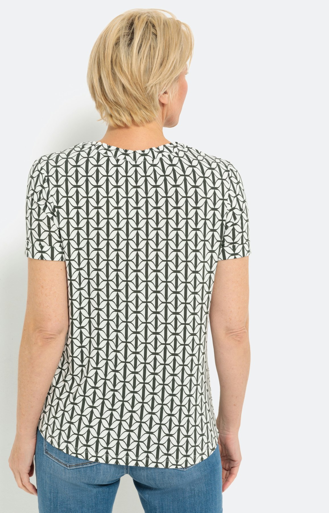 T-Shirt mit V-Ausschnitt und Tunnelzug