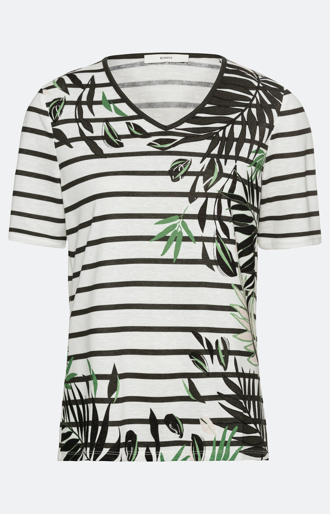 Streepen shirt mit bladeren motief